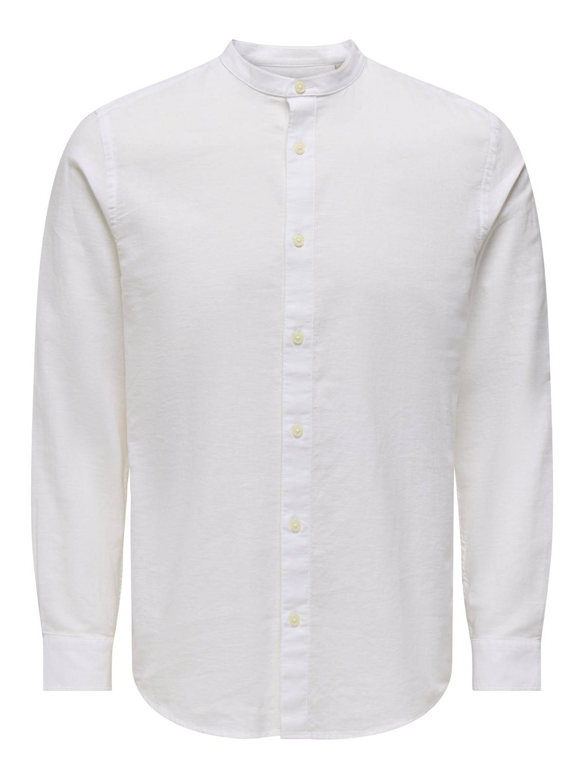 ONLY & SONS Caiden Shirt Solid Linen Coreana Uomo bianco
