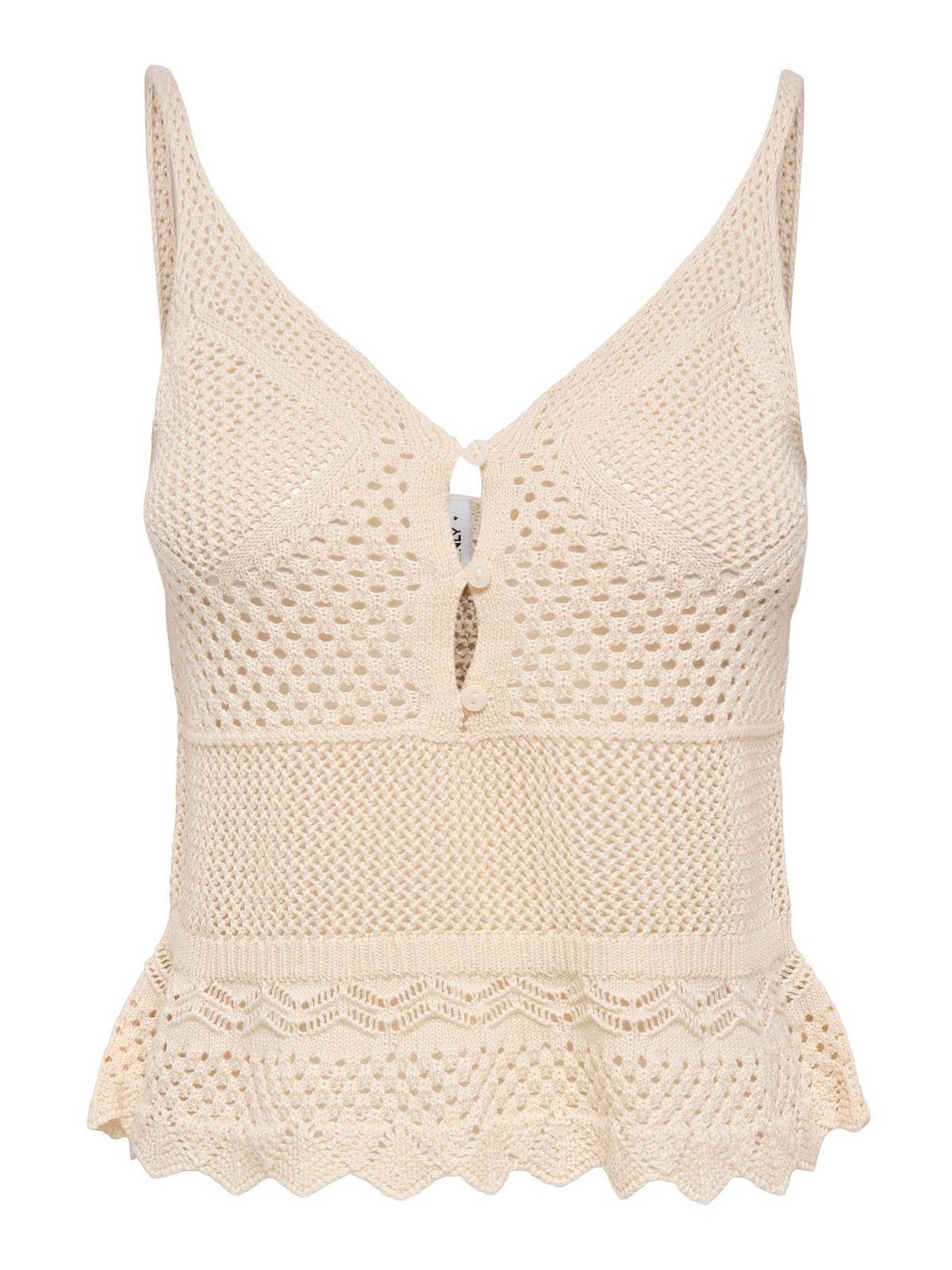 ONLY Lison SL Schößchen-Top gestrickt Damen beige