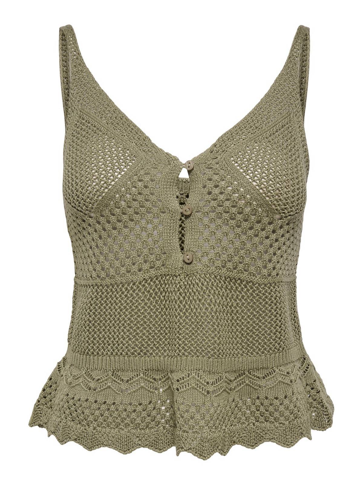 ONLY Lison SL Schößchen-Top gestrickt Damen grün