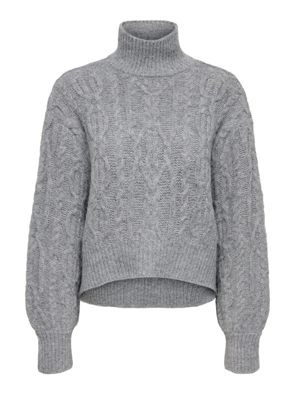 ONLY Hilde LS Short Cable Knit Femme gris