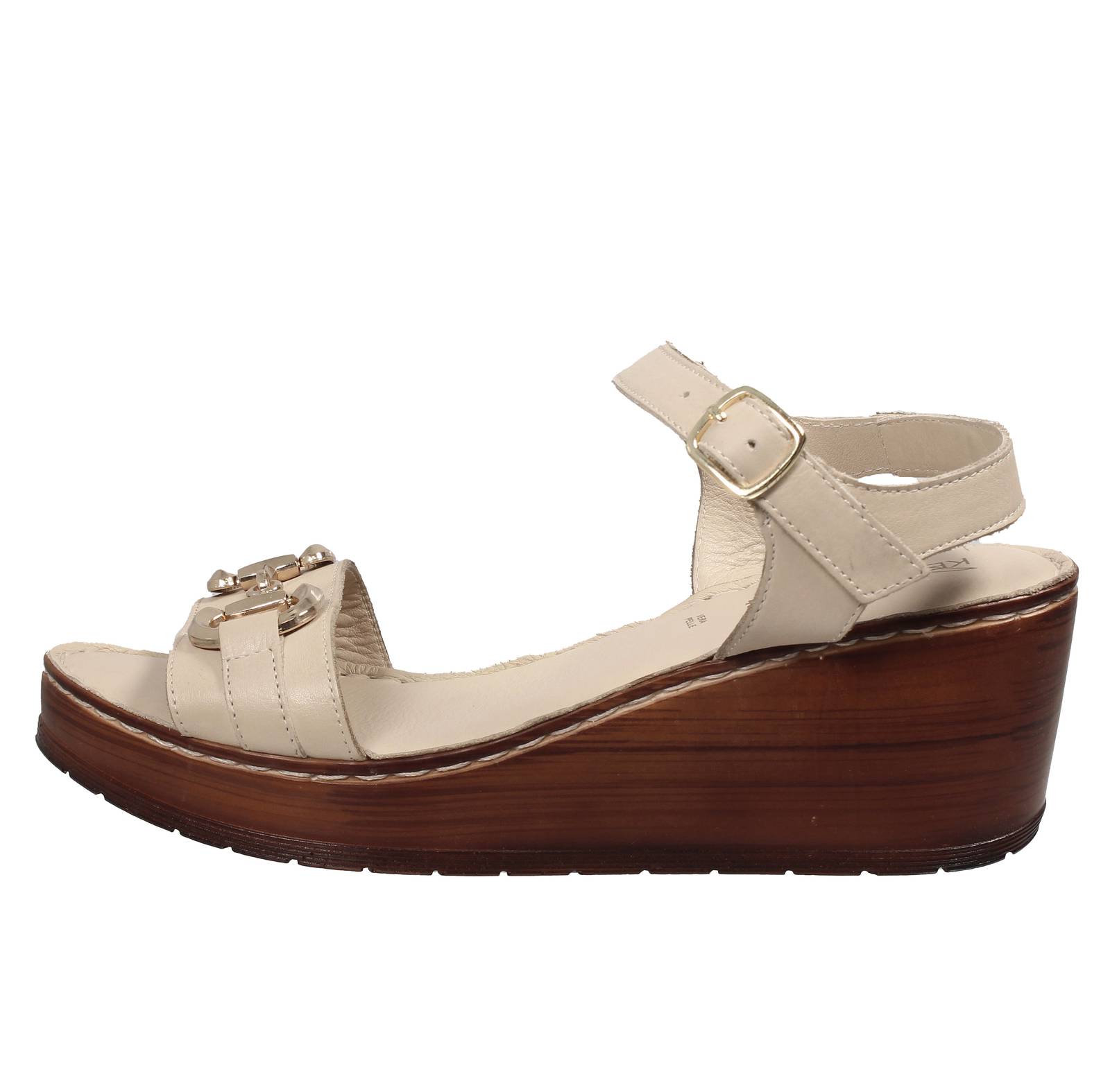 CIABATTARI Sandales compensées en cuir Femme beige Photo 3