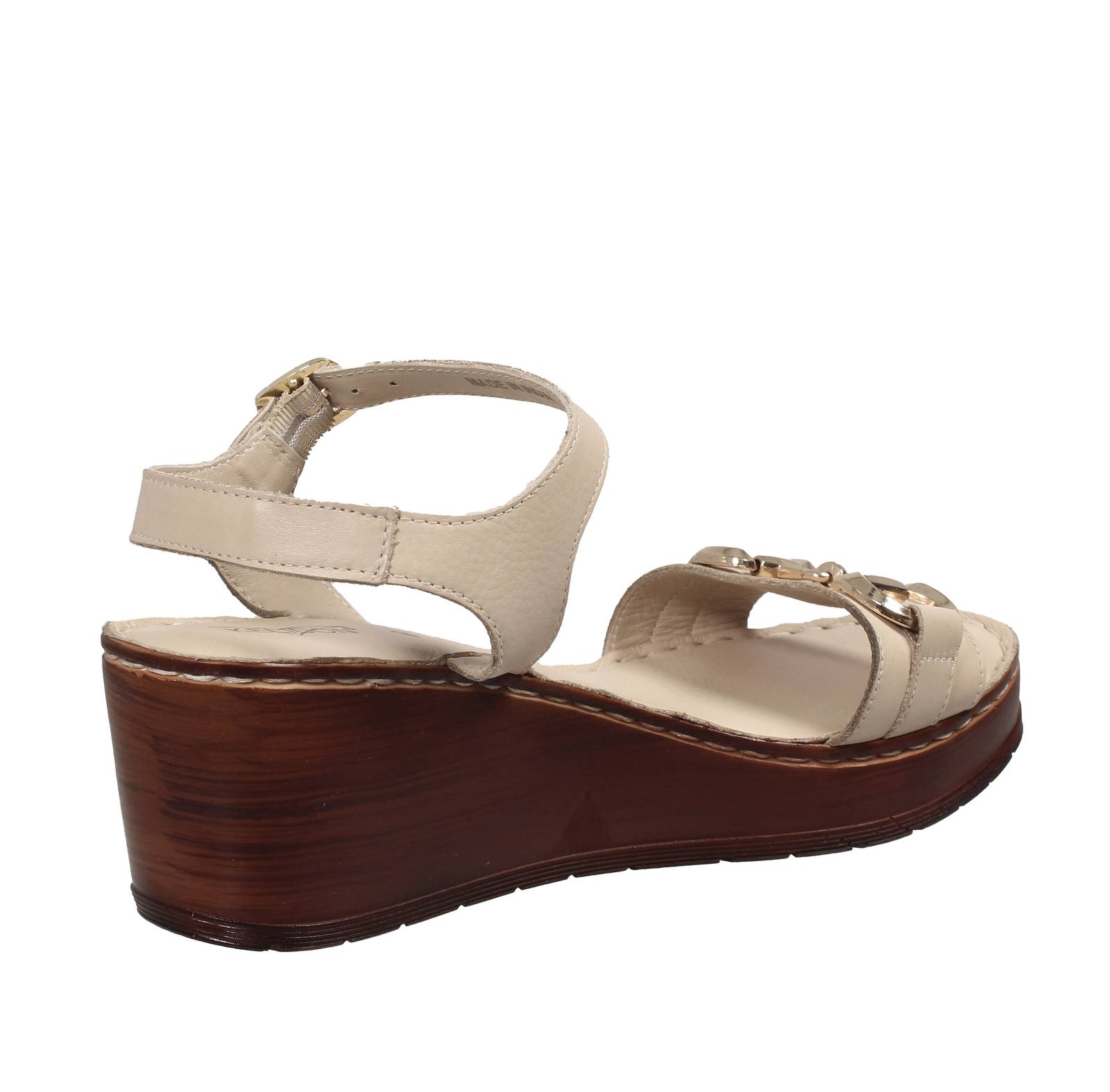 CIABATTARI Sandales compensées en cuir Femme beige Photo 4