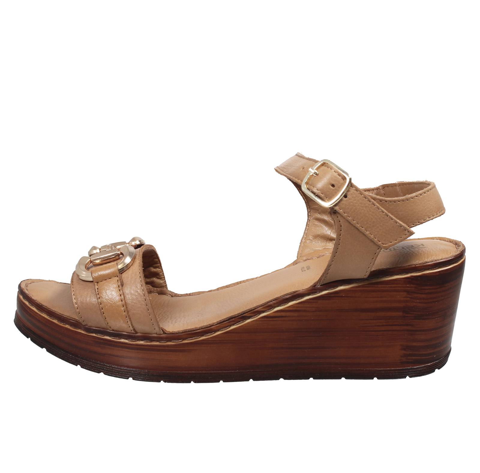 CIABATTARI Sandales compensées en cuir Femme marron Photo 3