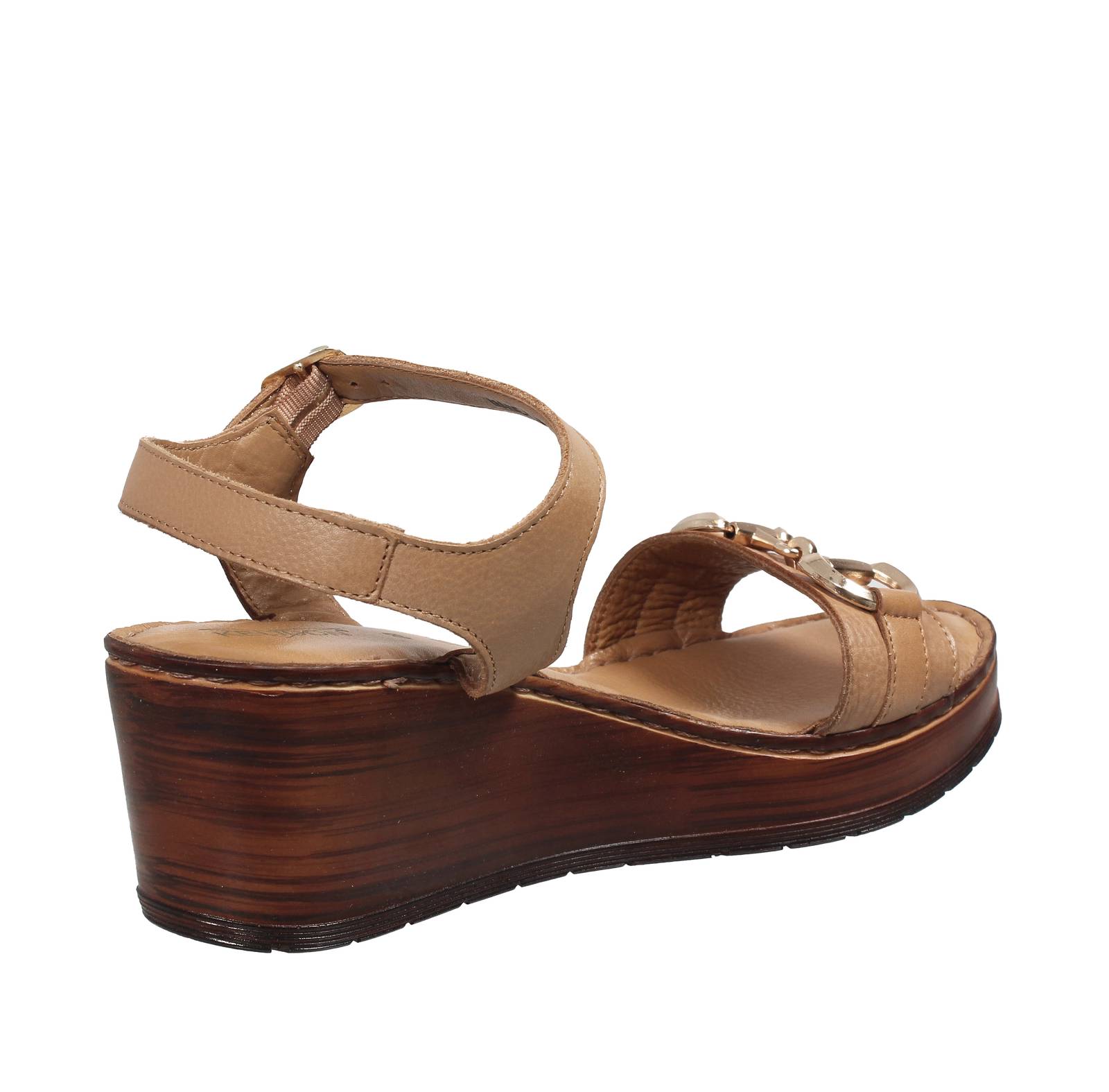 CIABATTARI Sandales compensées en cuir Femme marron Photo 4