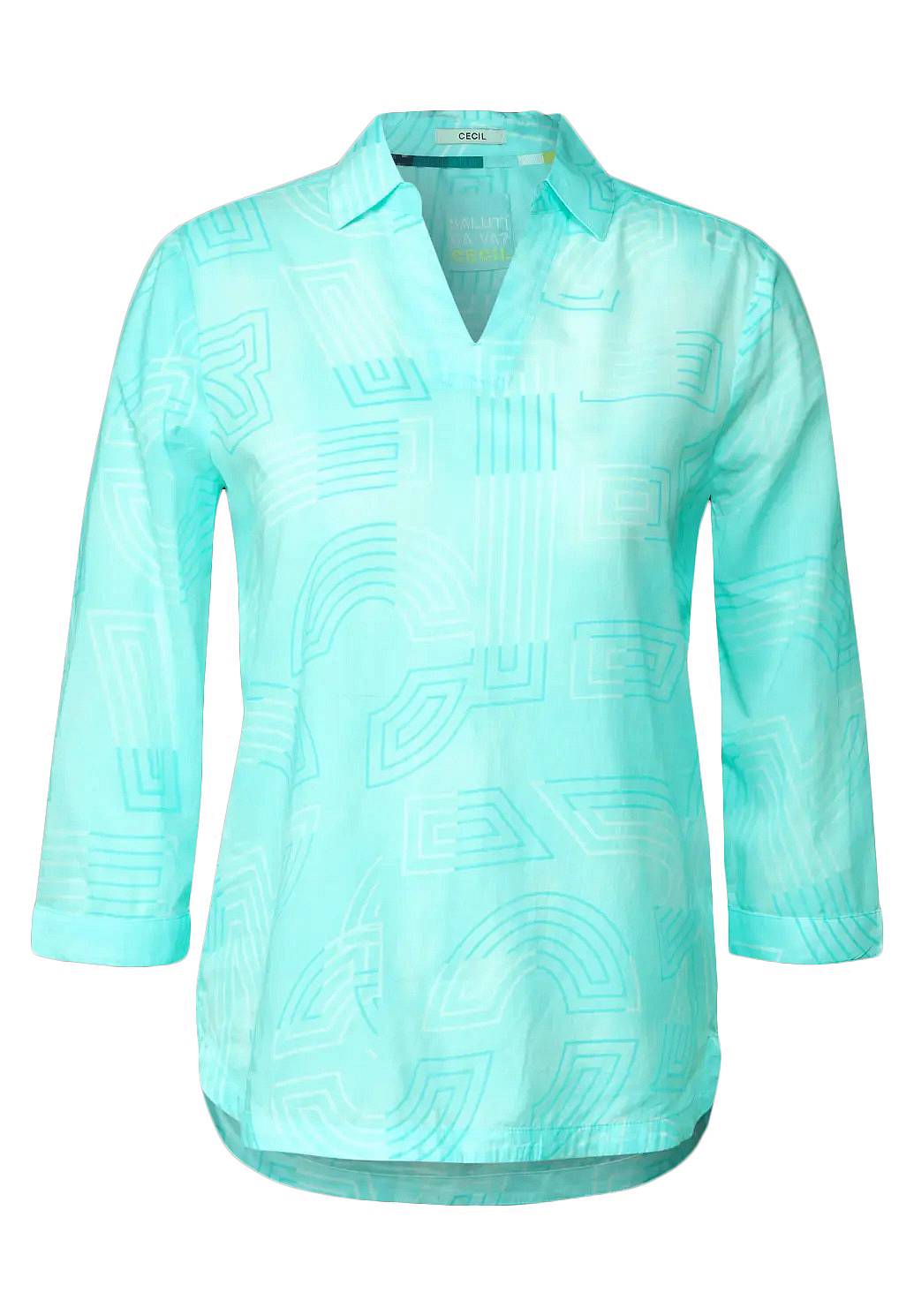 CECIL Chemisier long en coton léger imprimé Femme vert