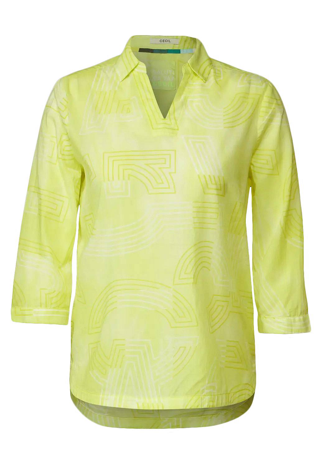 CECIL Chemisier long en coton léger imprimé Femme jaune