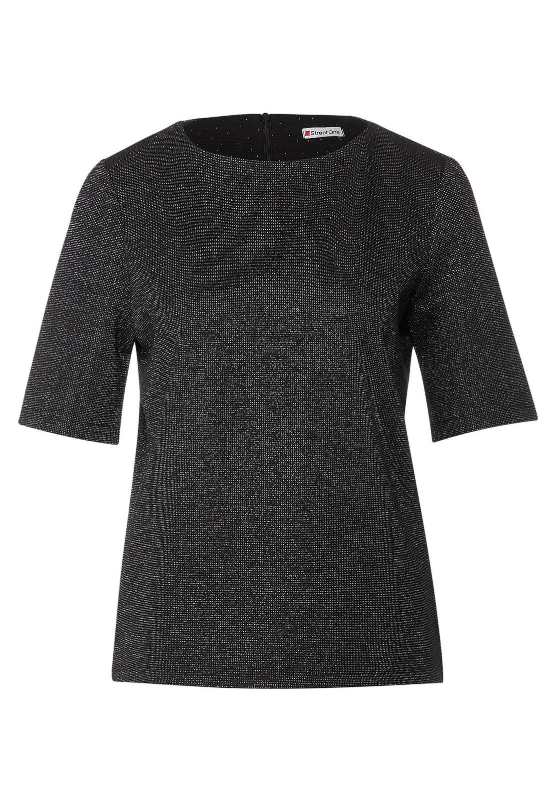 STREET ONE Party Shiny Shirt - Shirt mit Glitzer Damen schwarz