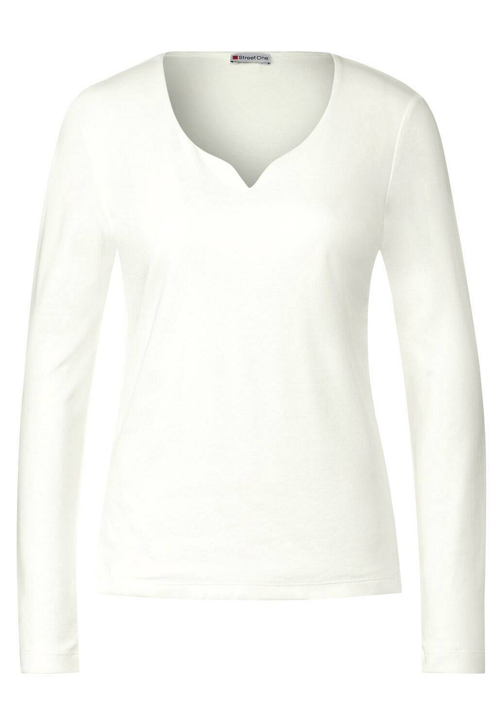 STREET ONE Langärmeliges Shirt - Pullover mit Sweetheart-Ausschnitt Damen weiß