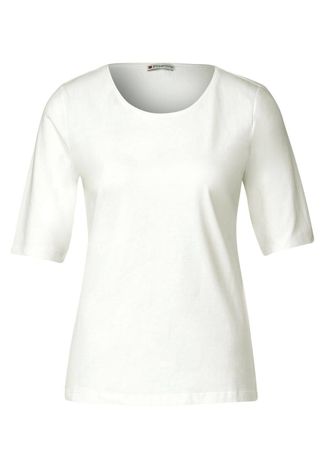 STREET ONE Rundhalsausschnitt Basic Shirt Damen weiß