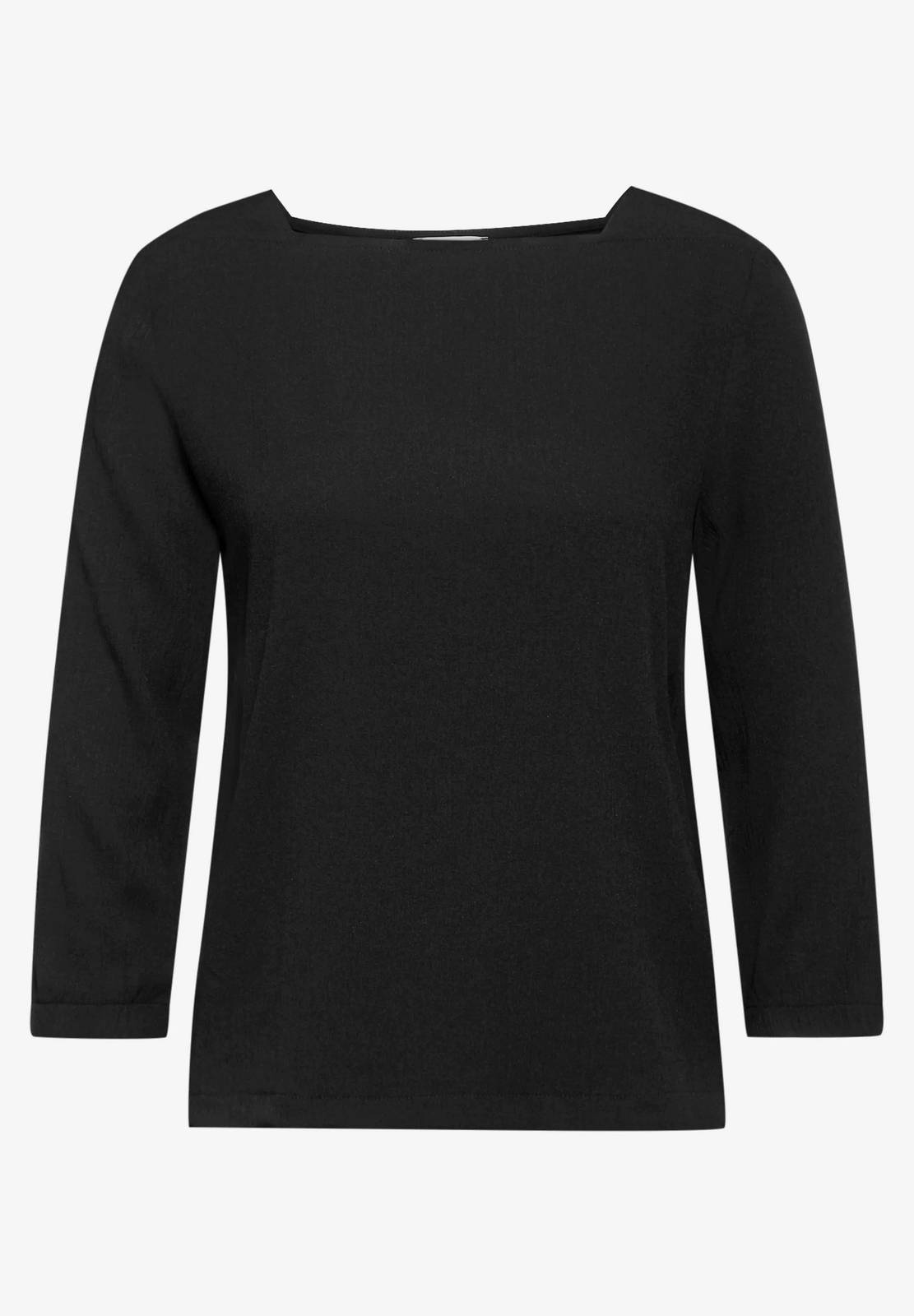 STREET ONE Struktur Shirt aquare Hals Damen schwarz