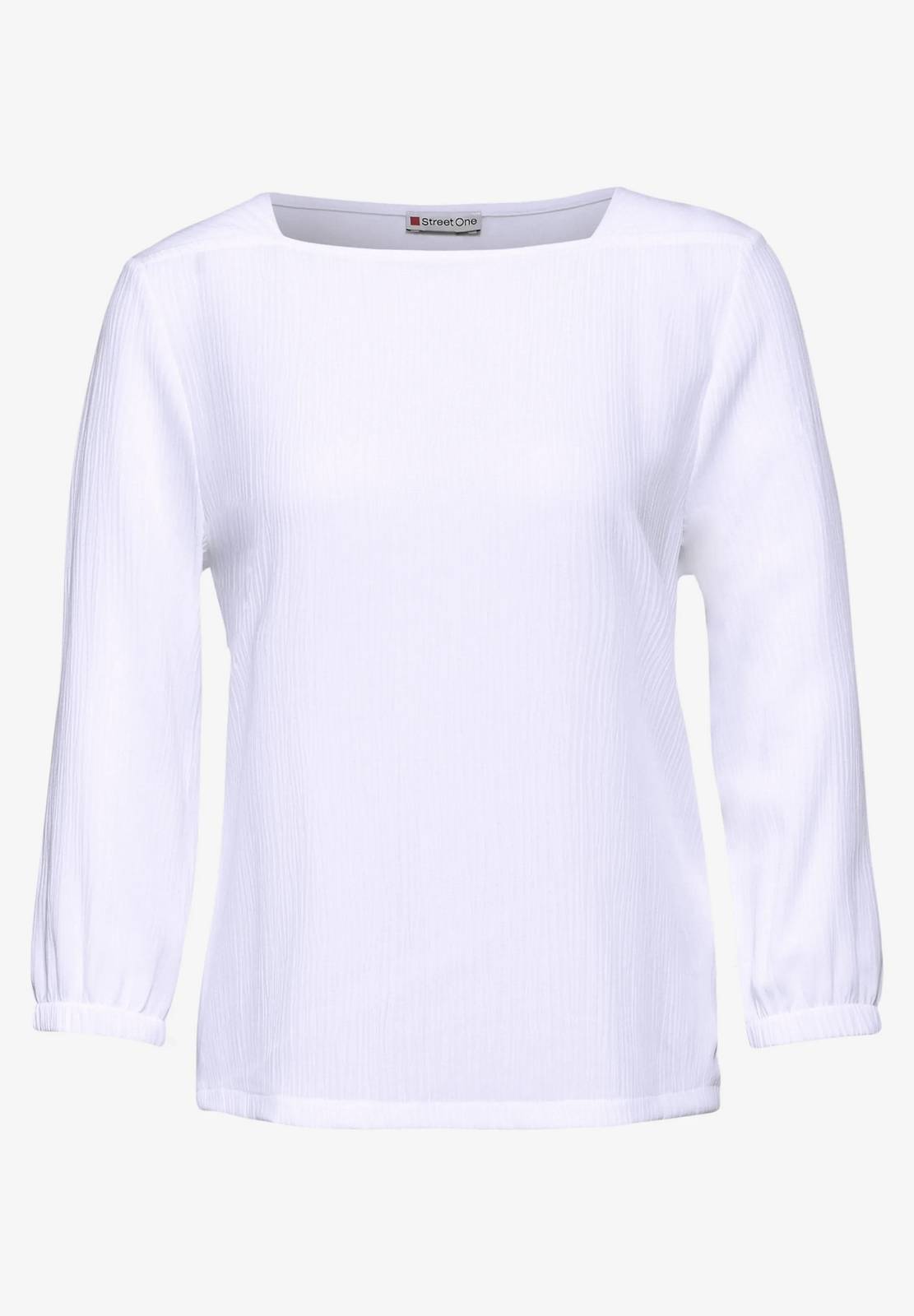 STREET ONE Struktur Shirt aquare Hals Damen weiß