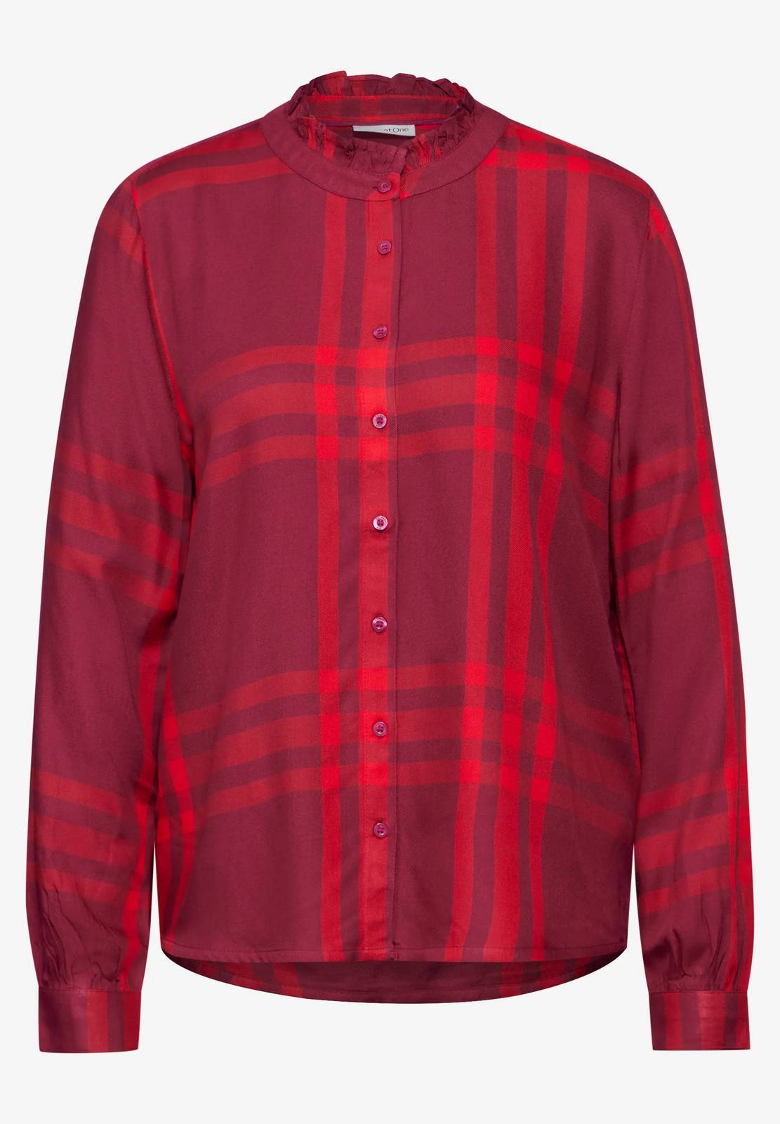 STREET ONE Chemisier à carreaux boutonné Femme rouge