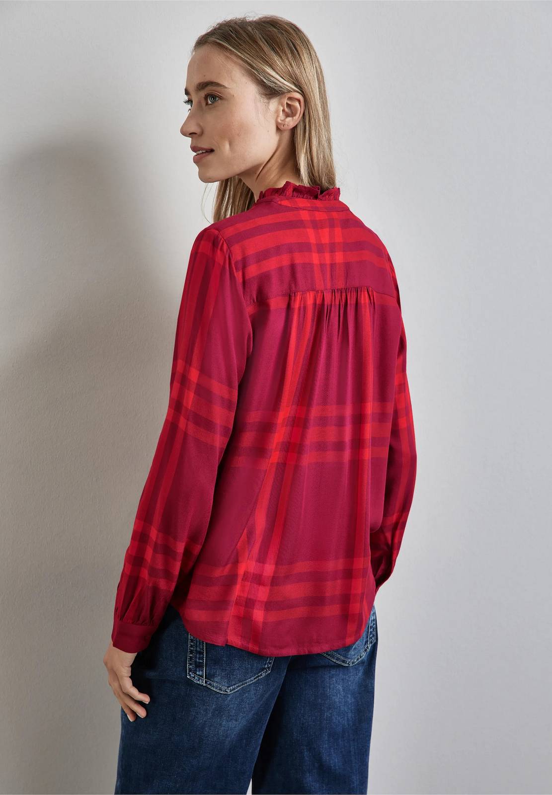 STREET ONE Buttoned check blouse Woman red Photo 3