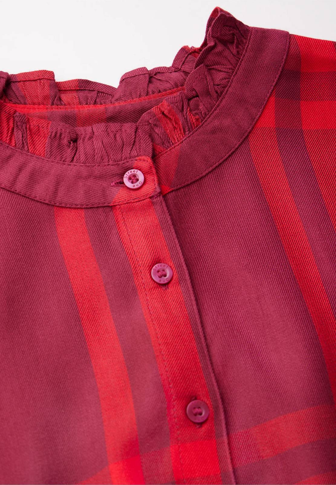 STREET ONE Buttoned check blouse Woman red Photo 4