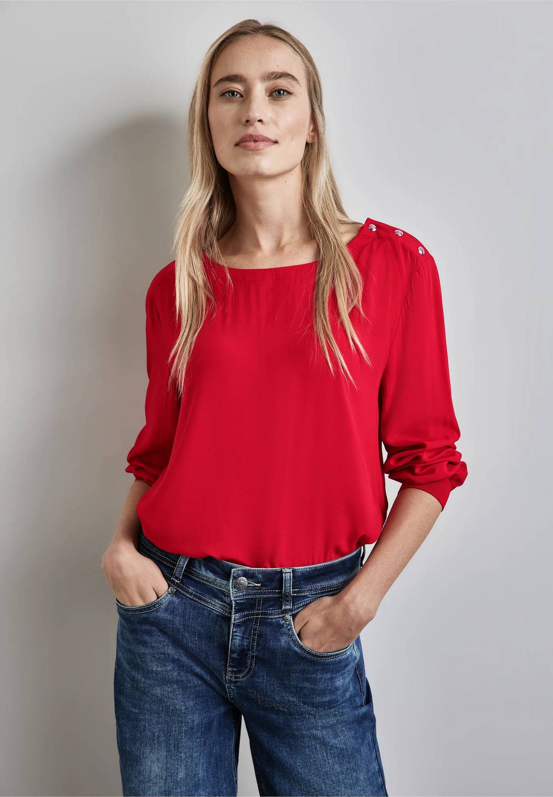 STREET ONE Solid blouse pressbuttons Woman red Photo 2