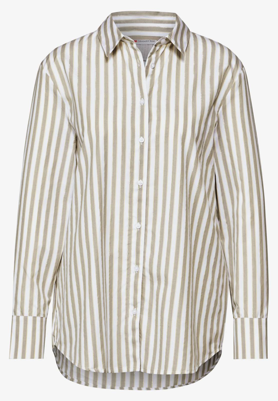 STREET ONE Col de chemise en coton Striper Femme beige
