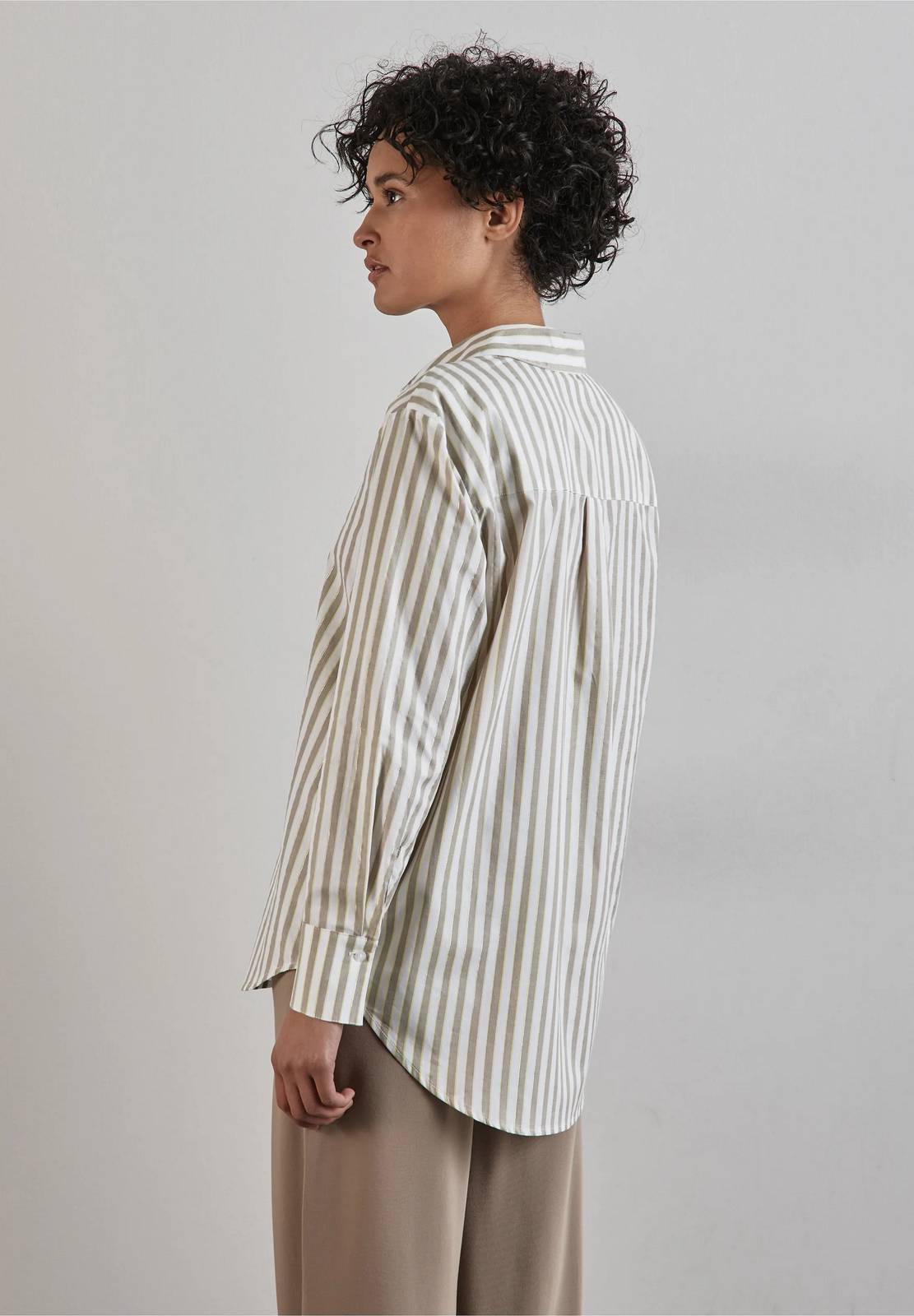 STREET ONE Striper Cotton shirt collar Woman beige Photo 3