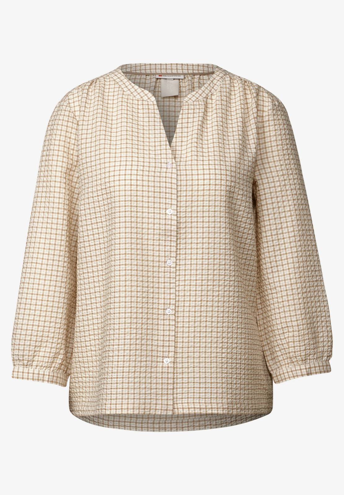 STREET ONE blouse à carreaux en seersucker Femme beige