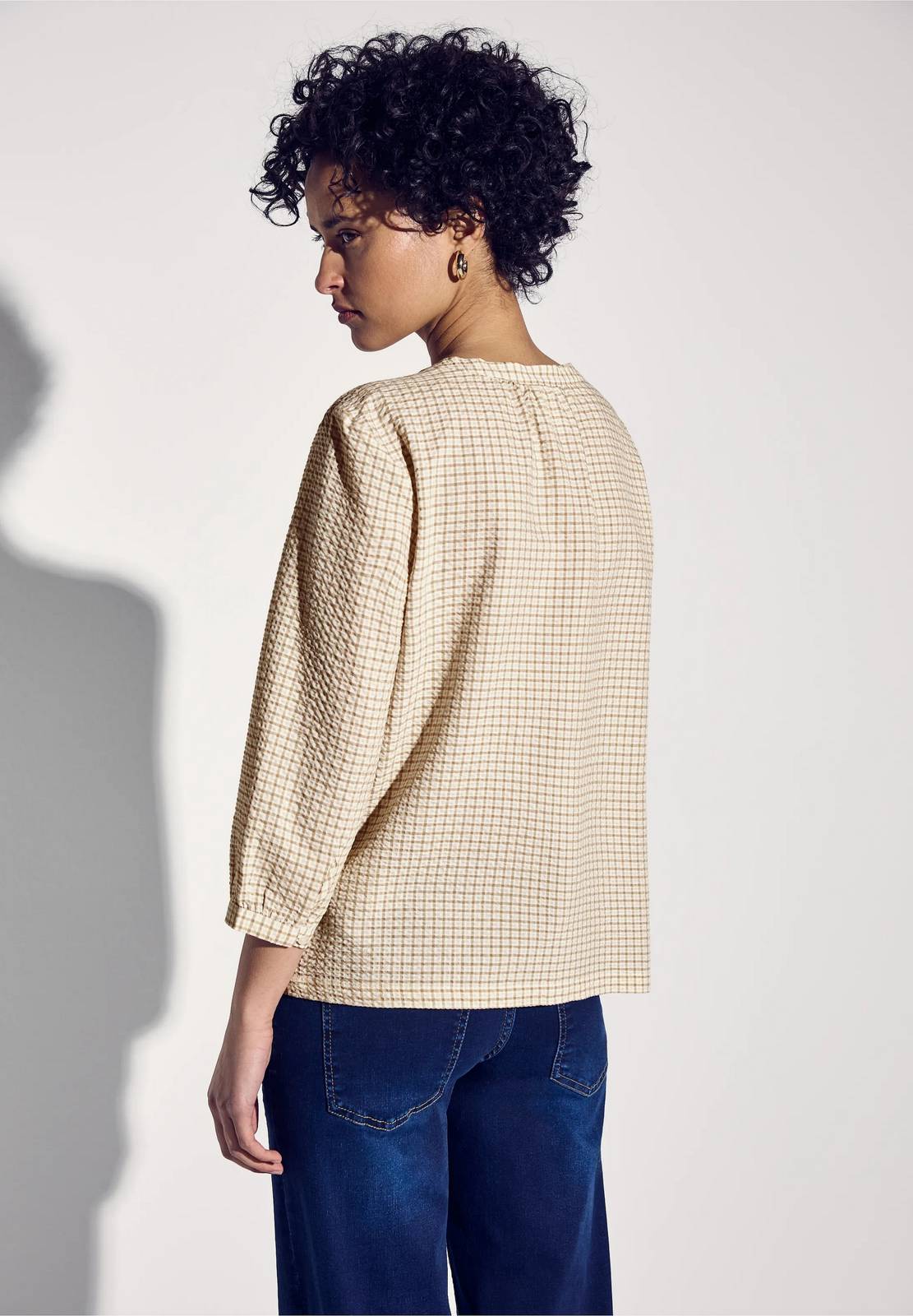 STREET ONE seersucker check blouse Woman beige Photo 3