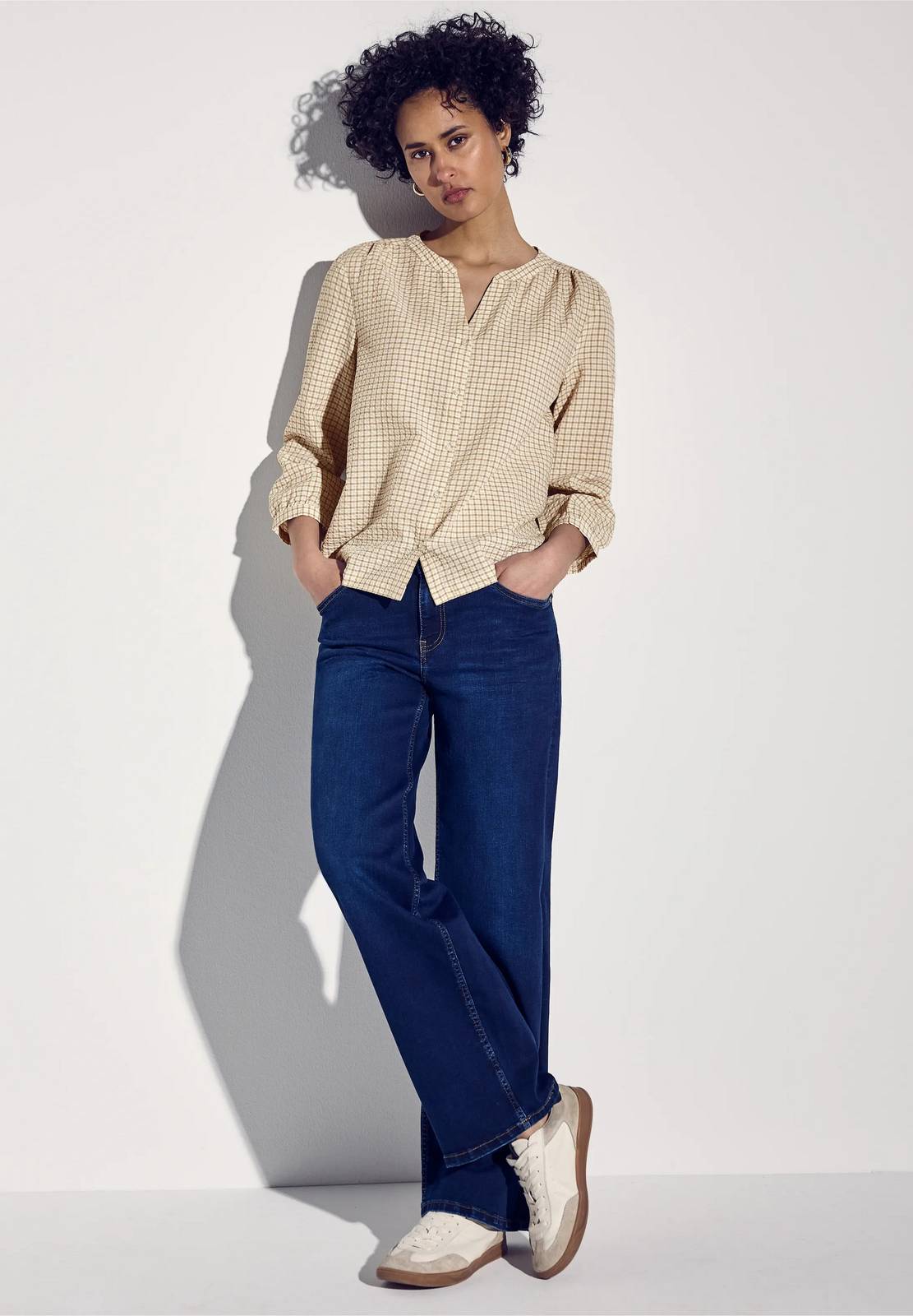 STREET ONE seersucker check blouse Woman beige Photo 4