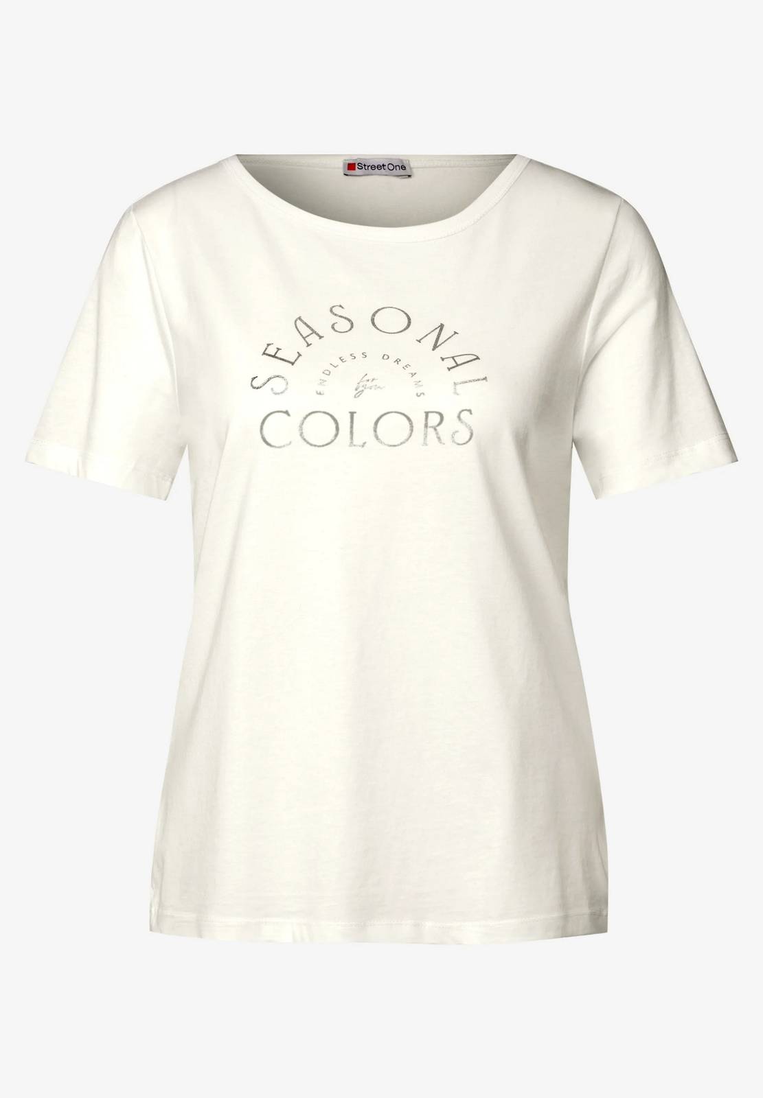 STREET ONE basic partprint shirt Damen weiß