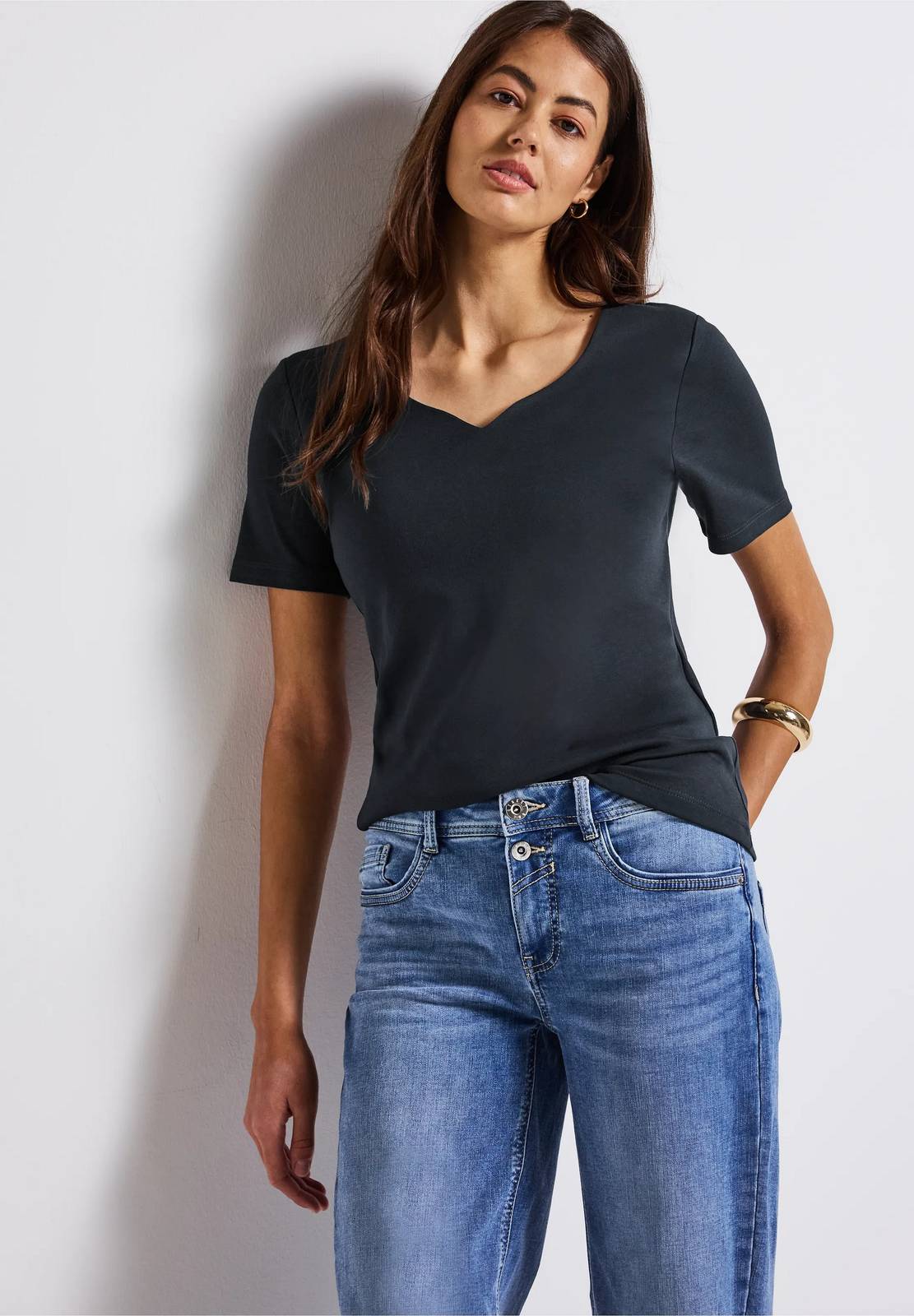 STREET ONE QR Shirt m. Herzausschnitt Form Damen blau Foto 2