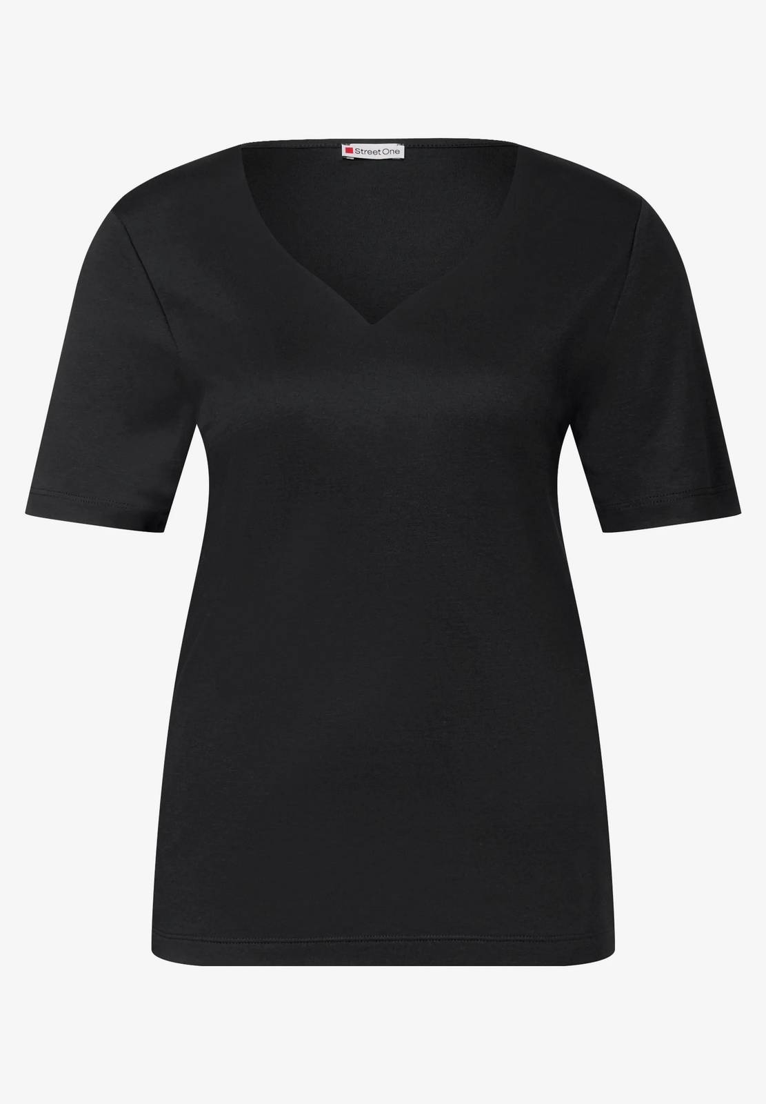 STREET ONE QR Shirt m. Herzausschnitt Form Damen schwarz