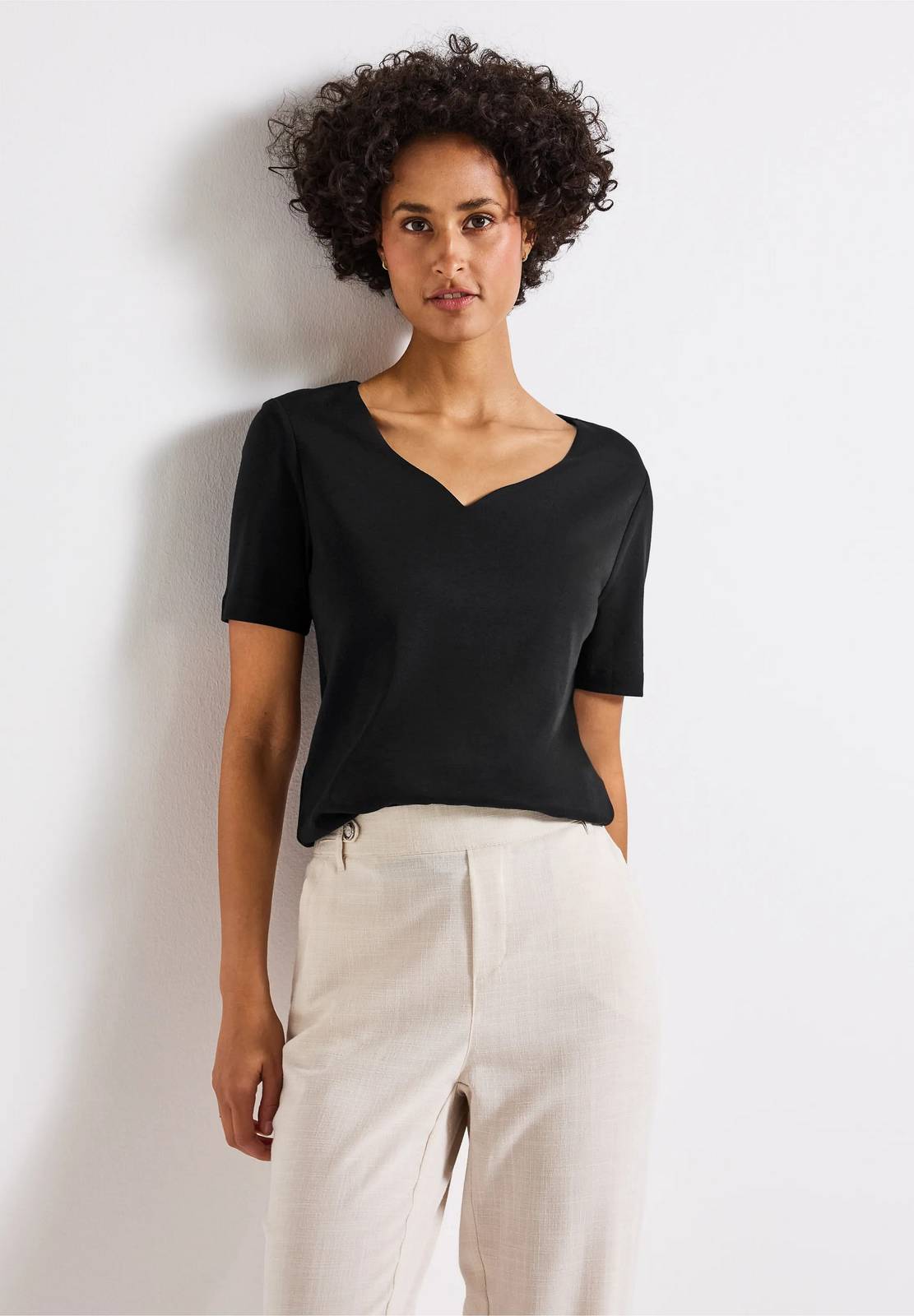 STREET ONE QR Shirt m. Herzausschnitt Form Damen schwarz Foto 2