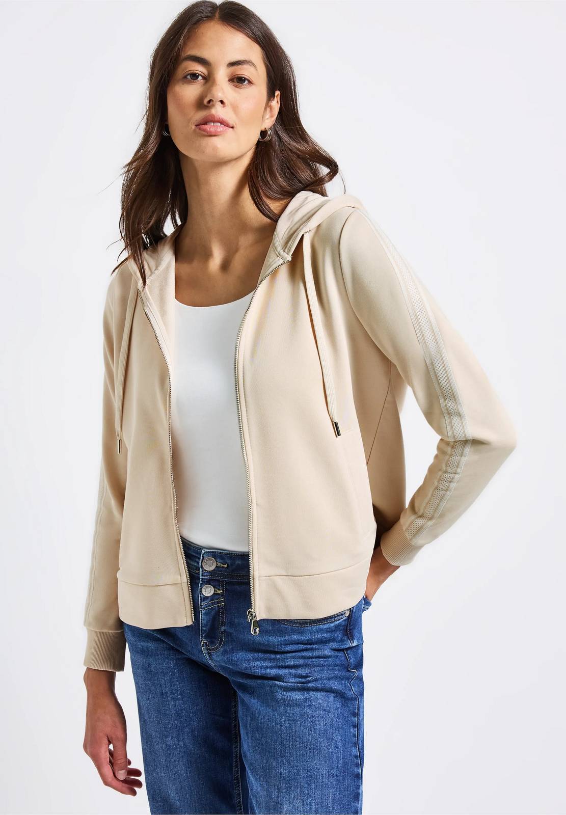 STREET ONE Sweat Hoody Veste zippée Femme beige Photo 2