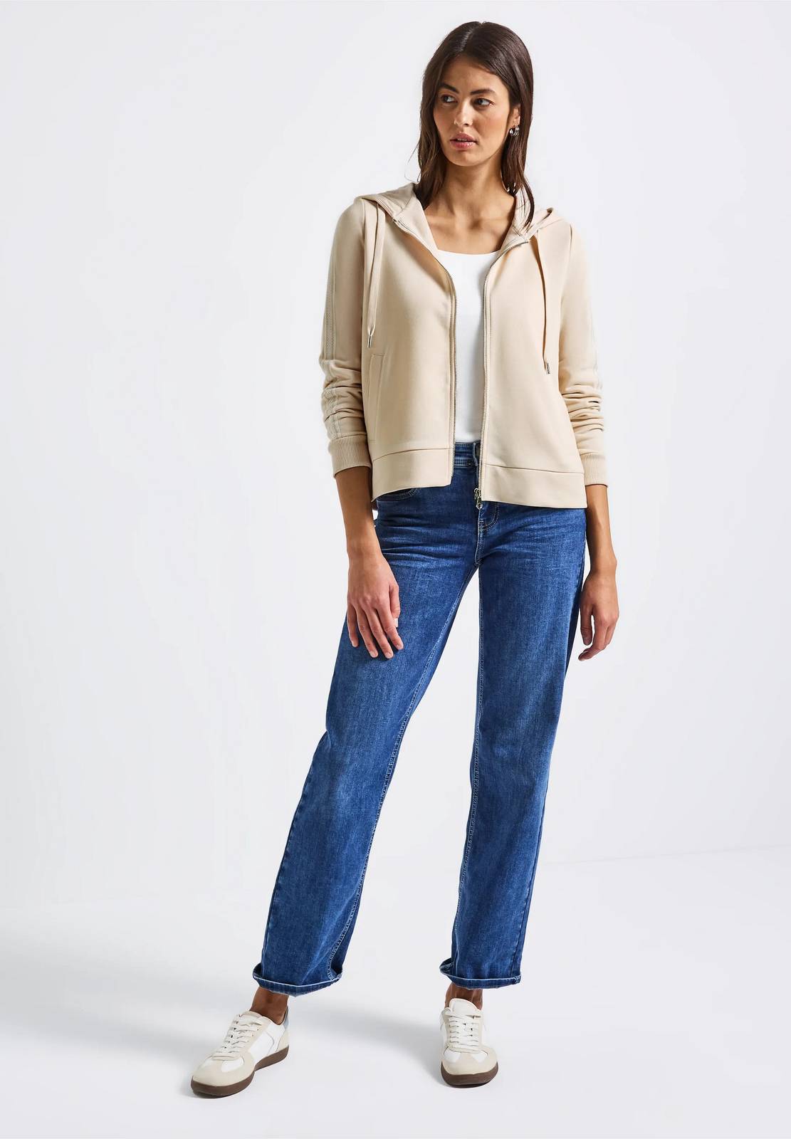 STREET ONE Sweat Hoody Veste zippée Femme beige Photo 4