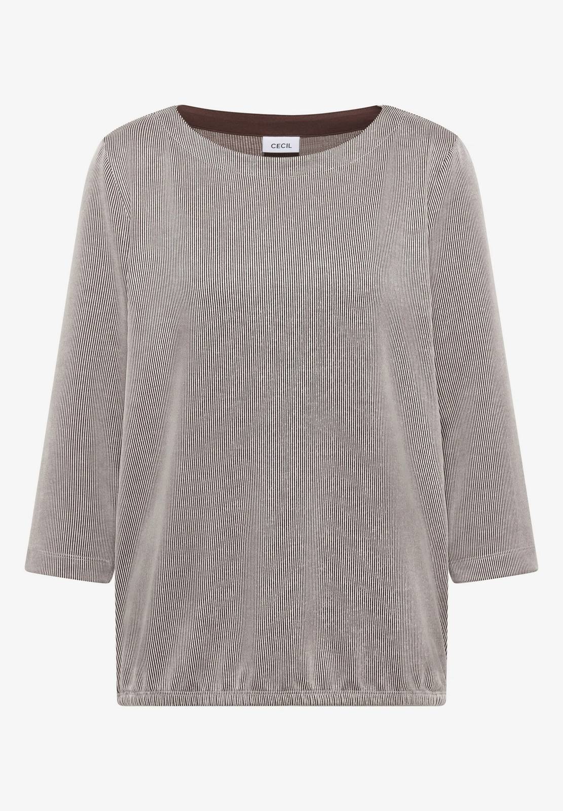 CECIL TOS Vertikal gestreiftes T-Shirt Damen braun