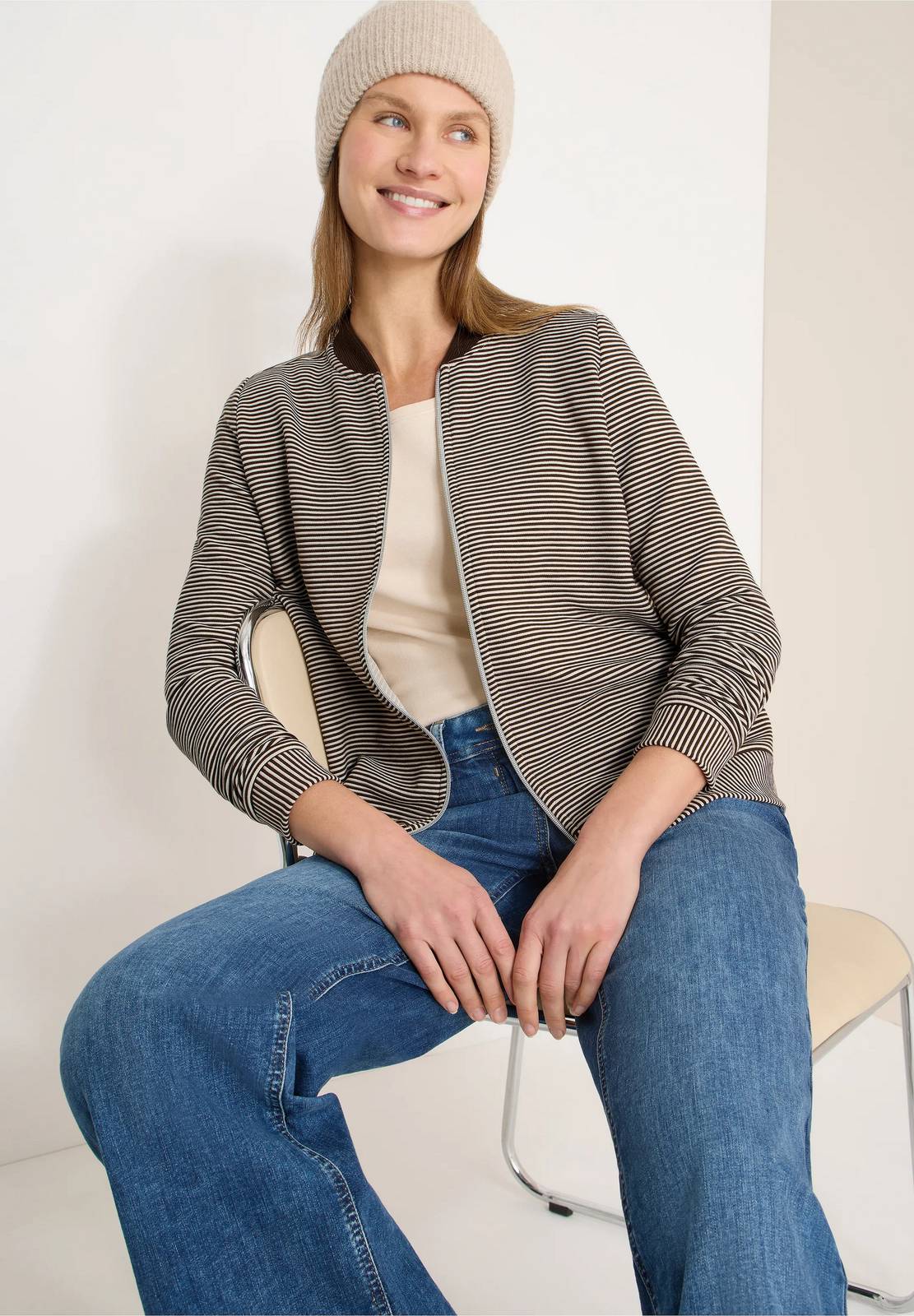 CECIL Veste en t-shirt rayé Ottoman Femme marron Photo 2