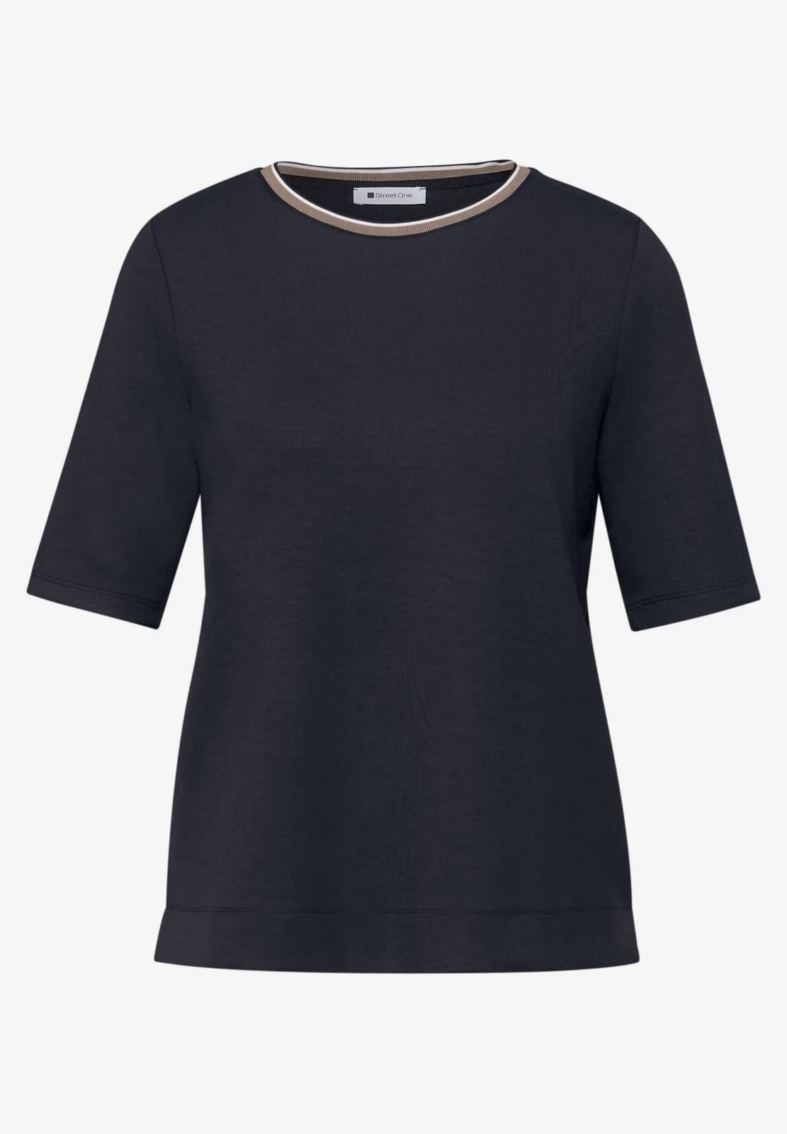 STREET ONE Hemd Gestreifter Kragen Damen blau