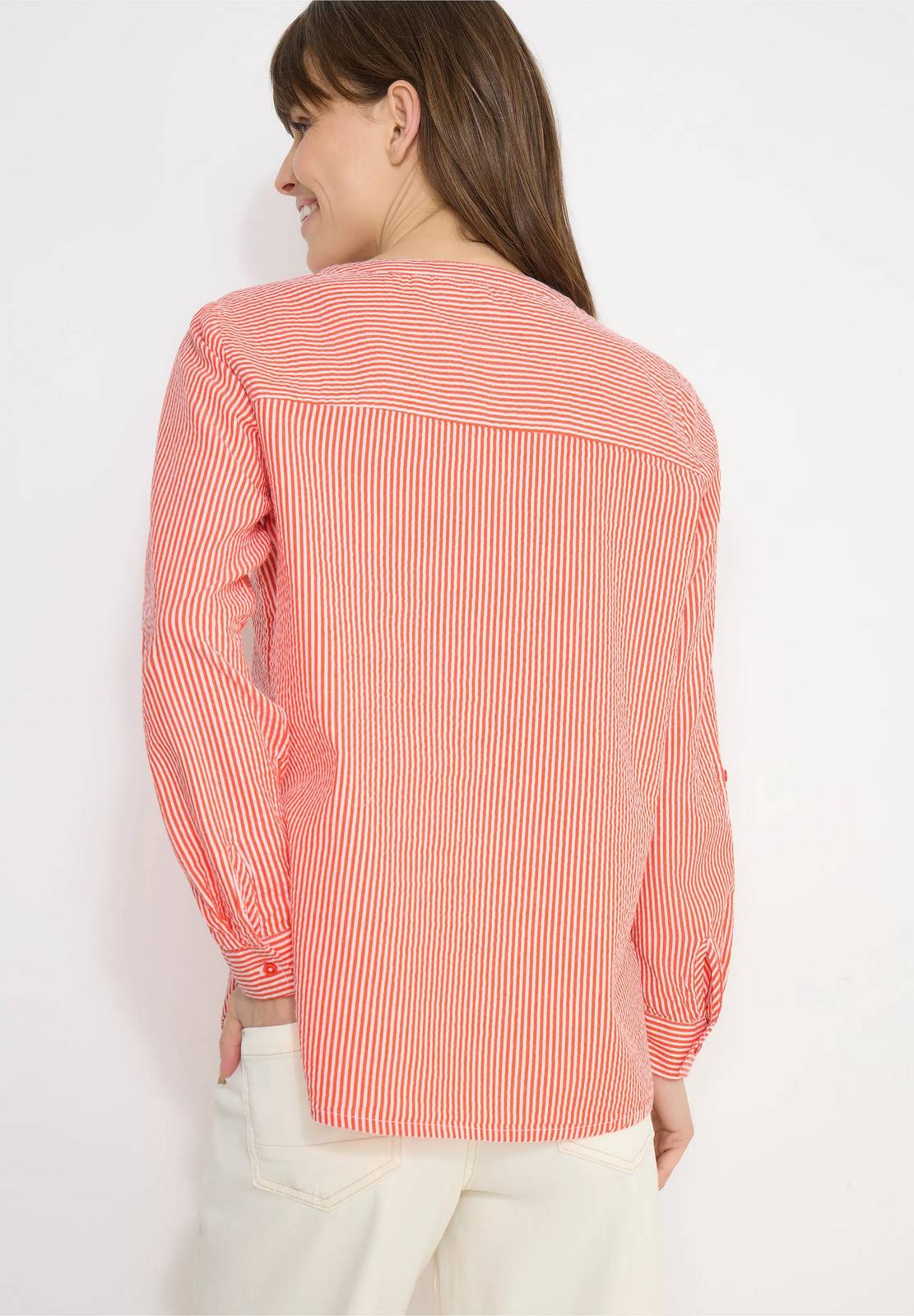 CECIL Chemisier à rayures en seersucker Femme orange Photo 4