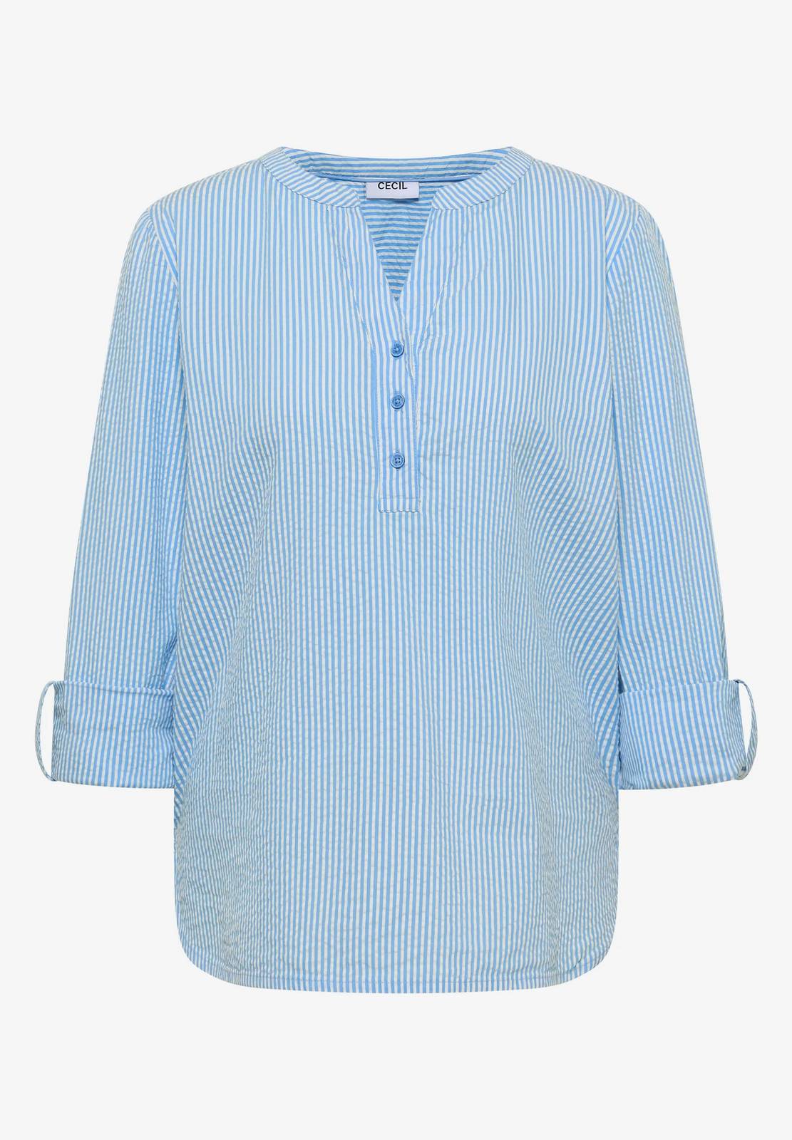 CECIL Chemisier à rayures en seersucker Femme bleu