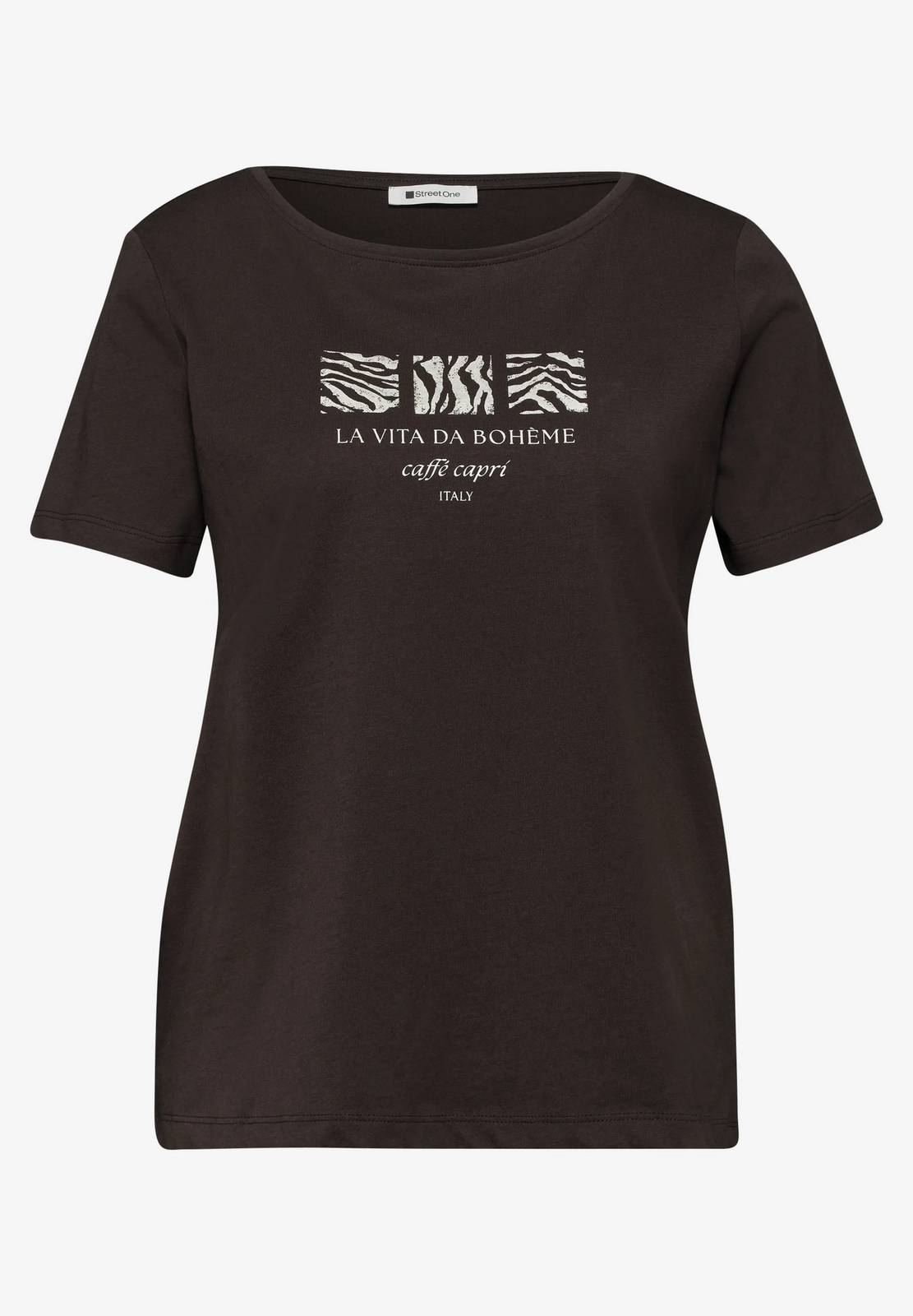 STREET ONE Basic-Shirt mit Perlendruck Damen braun
