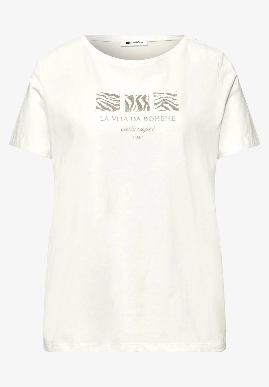 STREET ONE Basic-Shirt mit Perlendruck Damen weiß