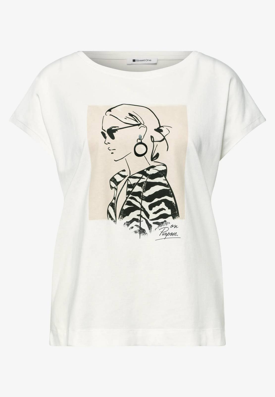 STREET ONE Lady Print Hemd Damen weiß