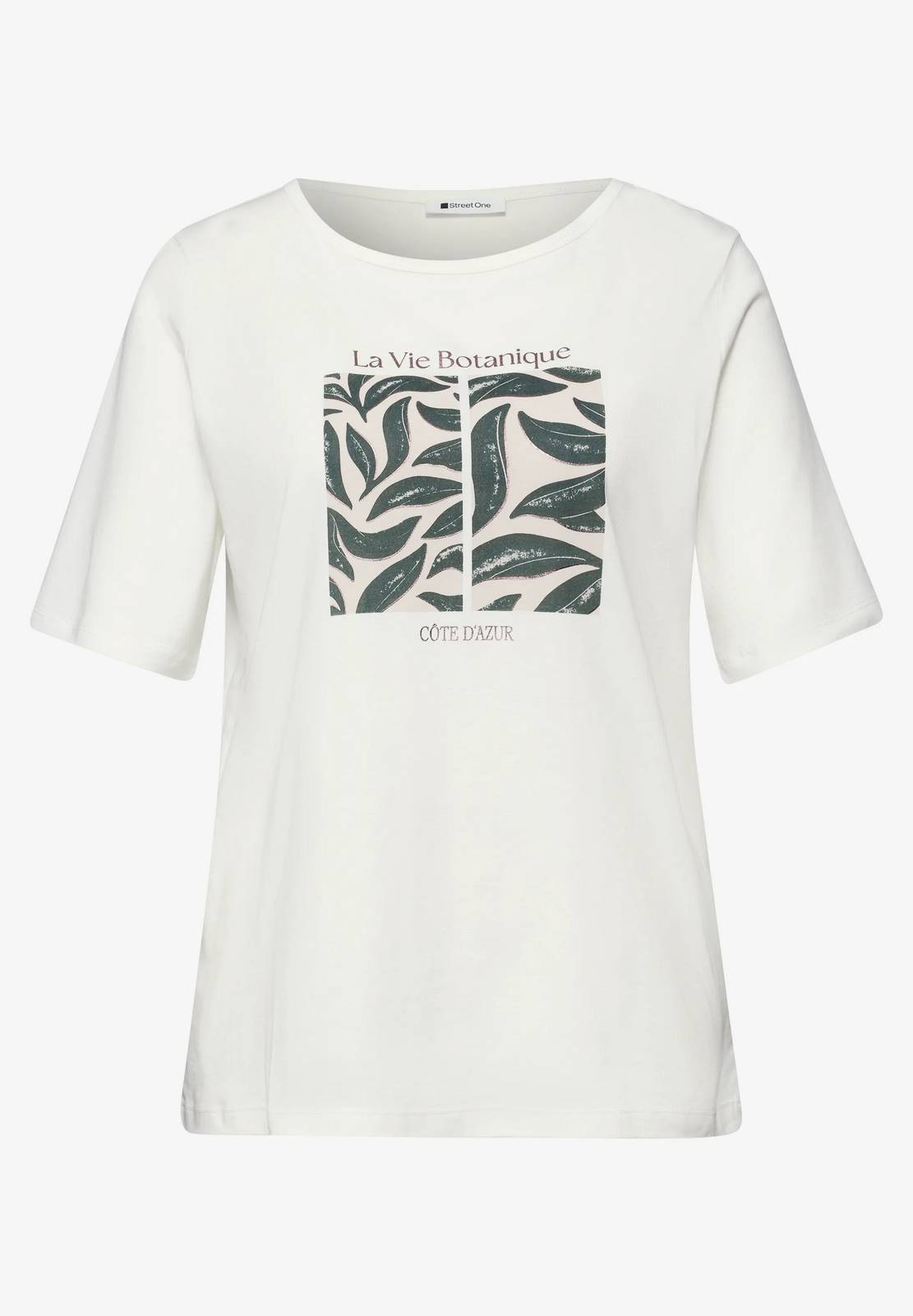 STREET ONE Blatt-Kunstwerk Shirt Damen weiß