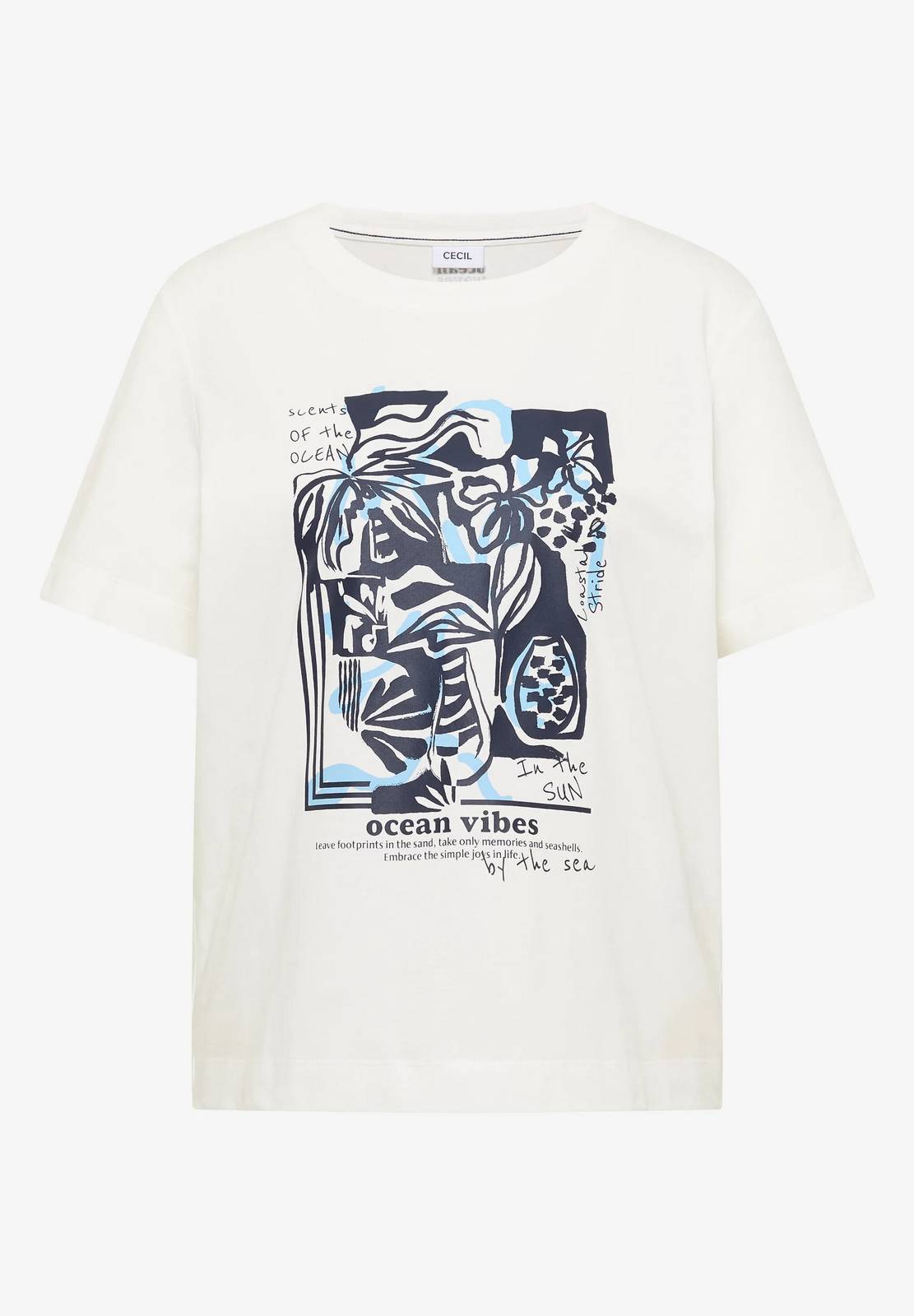 CECIL Blätter FP T-Shirt Damen weiß
