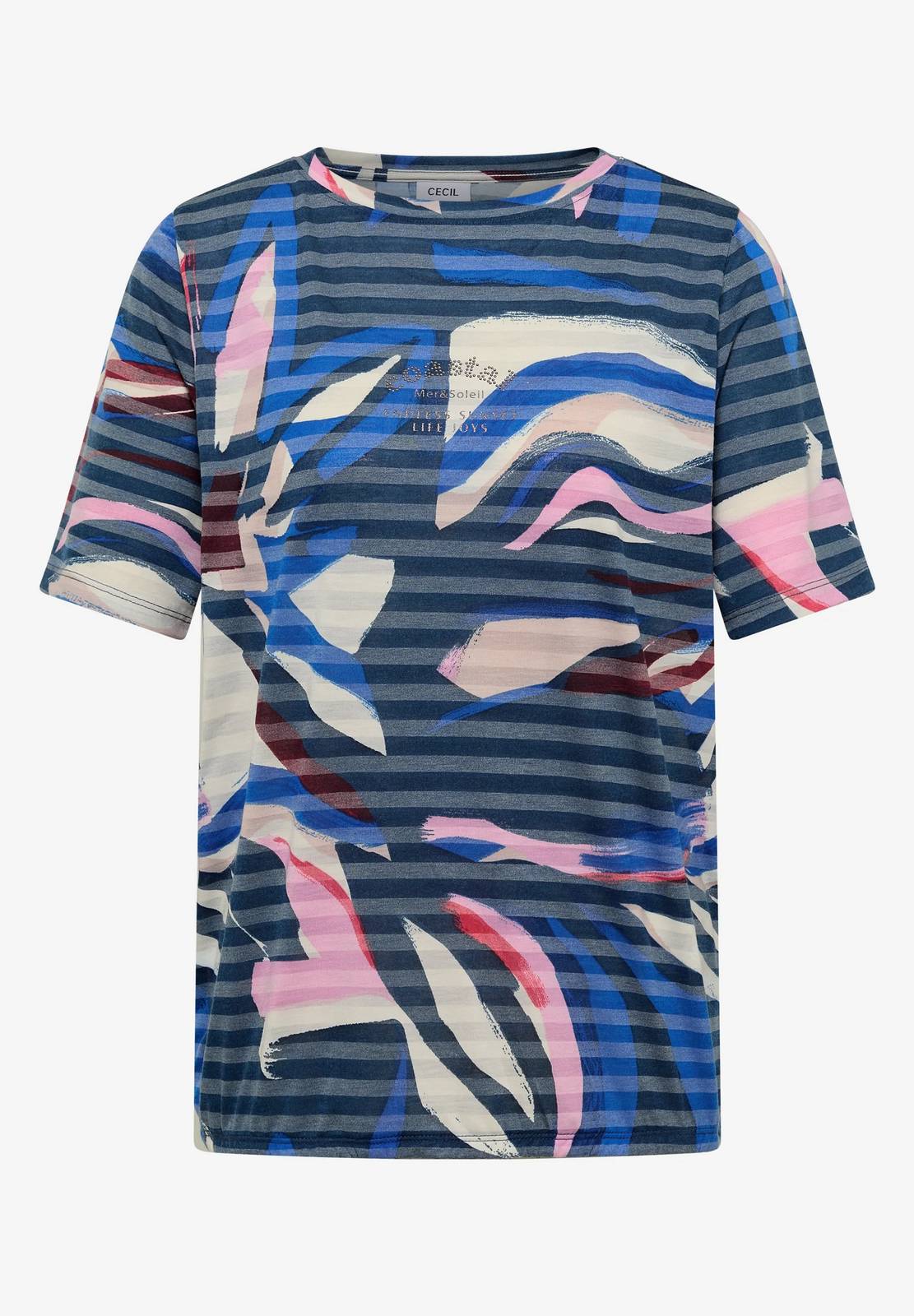 CECIL Gestreiftes Burnout-T-Shirt Damen blau