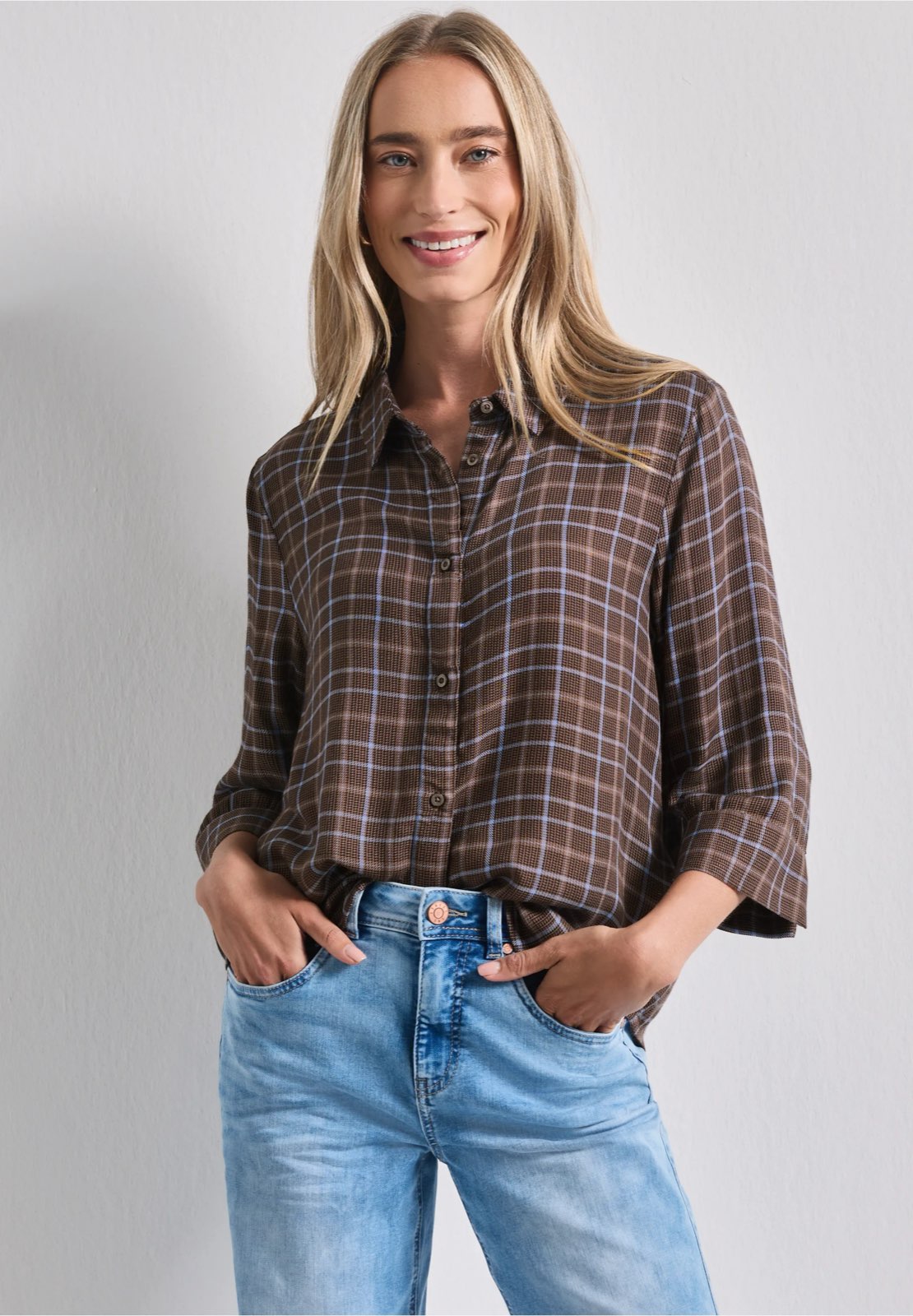 STREET ONE chemise à carreaux Femme marron Photo 2