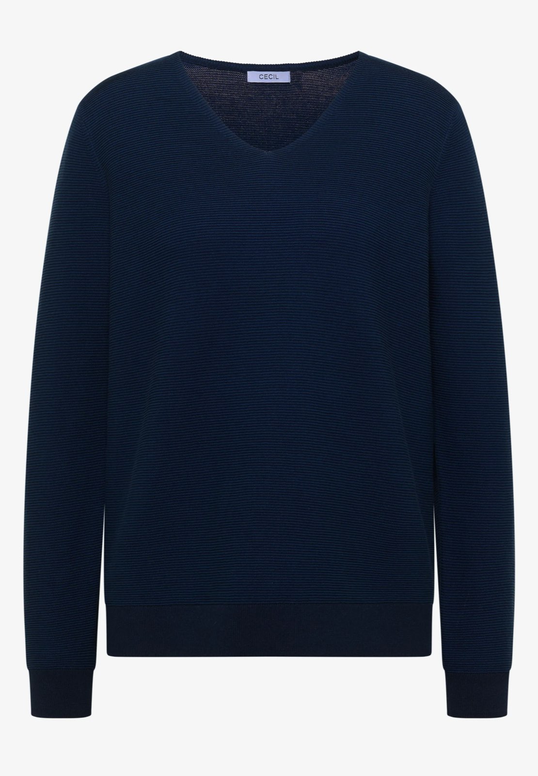 CECIL Pull à col en V Femme bleu