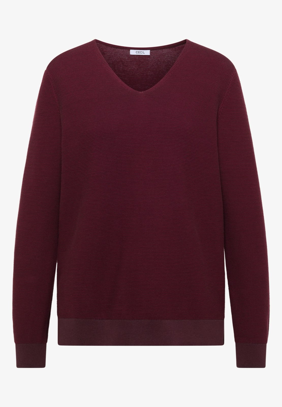 CECIL Pull à col en V Femme bordeaux