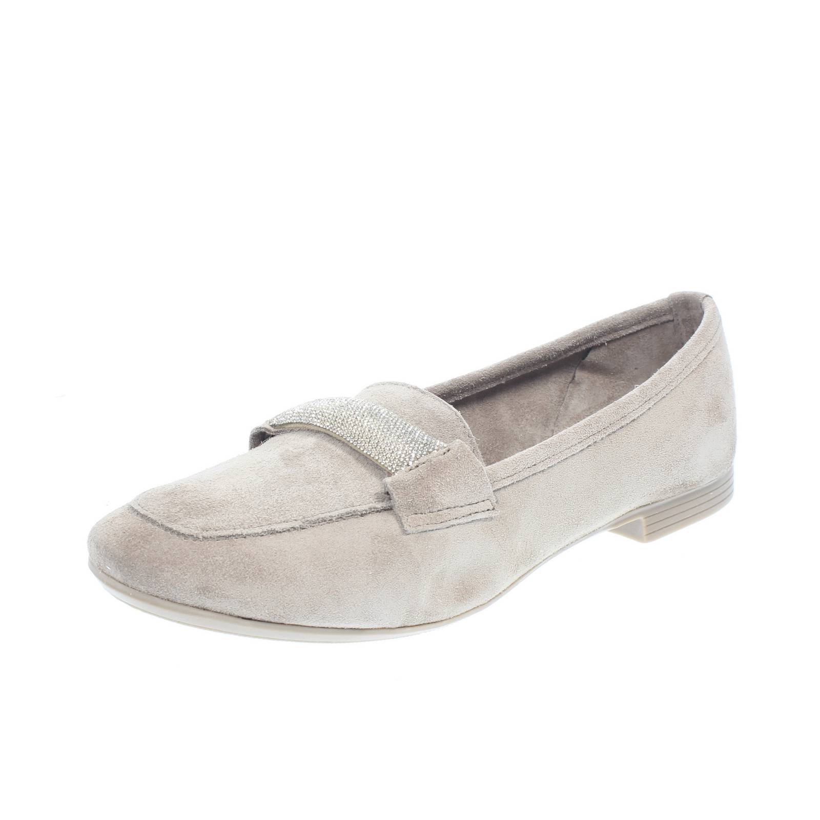 CAFE' NOIR Elegante niedrige Loafer aus Leder Damen beige