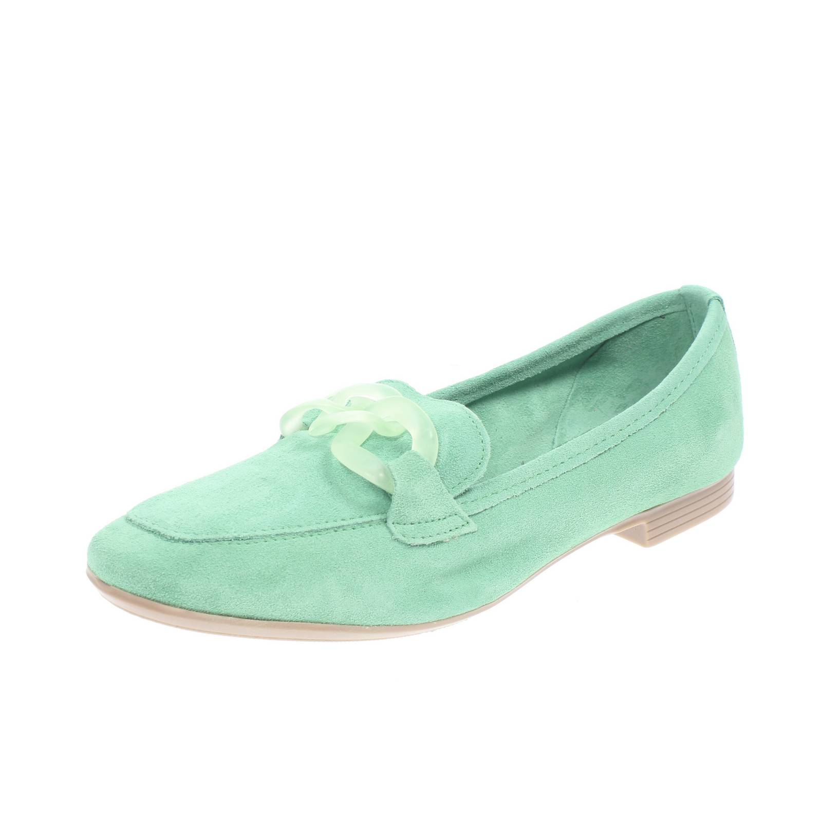 CAFE' NOIR Elegante niedrige Loafer aus Leder Damen grün