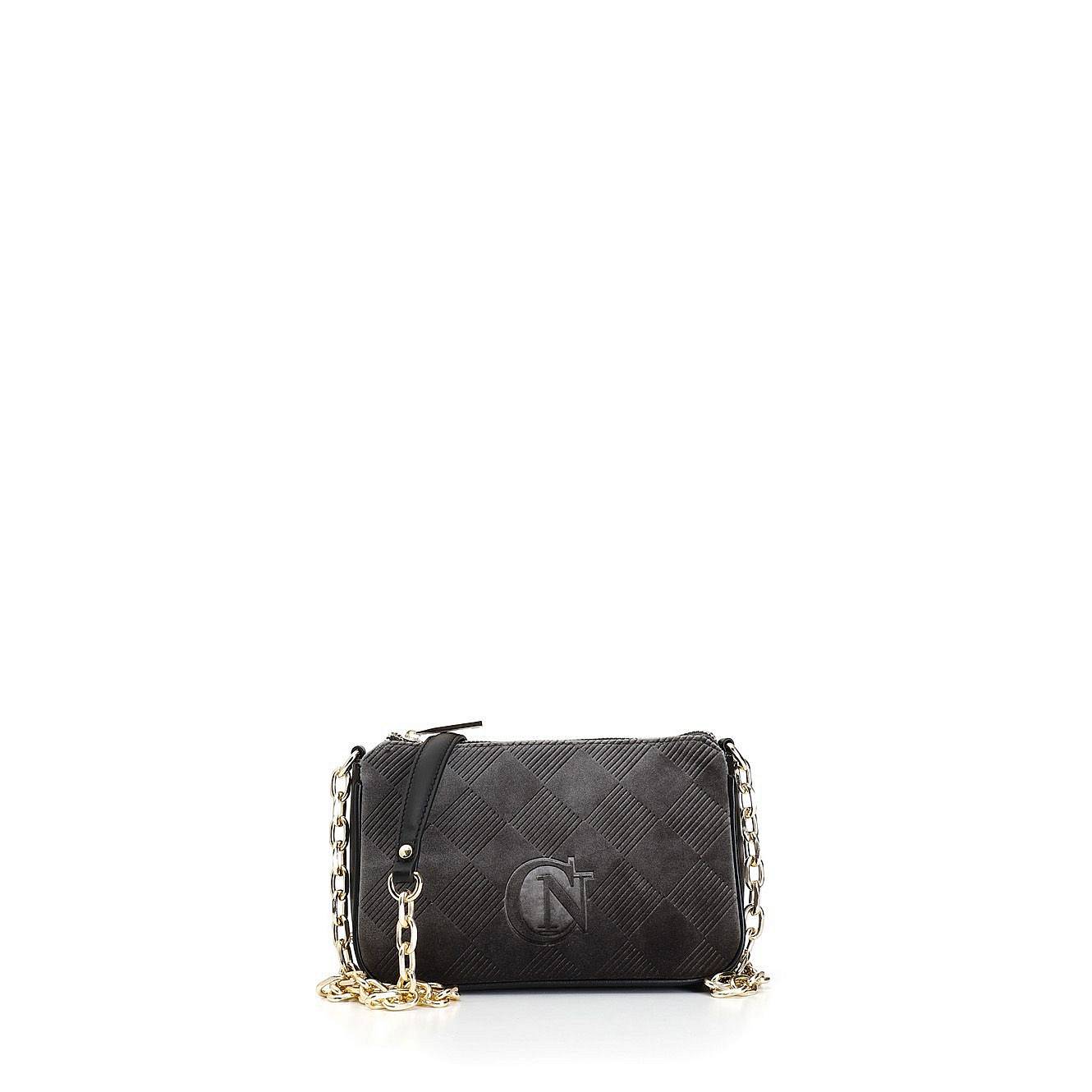 CAFE' NOIR Tracollina in Velluto con Logo Embossed Donna nero