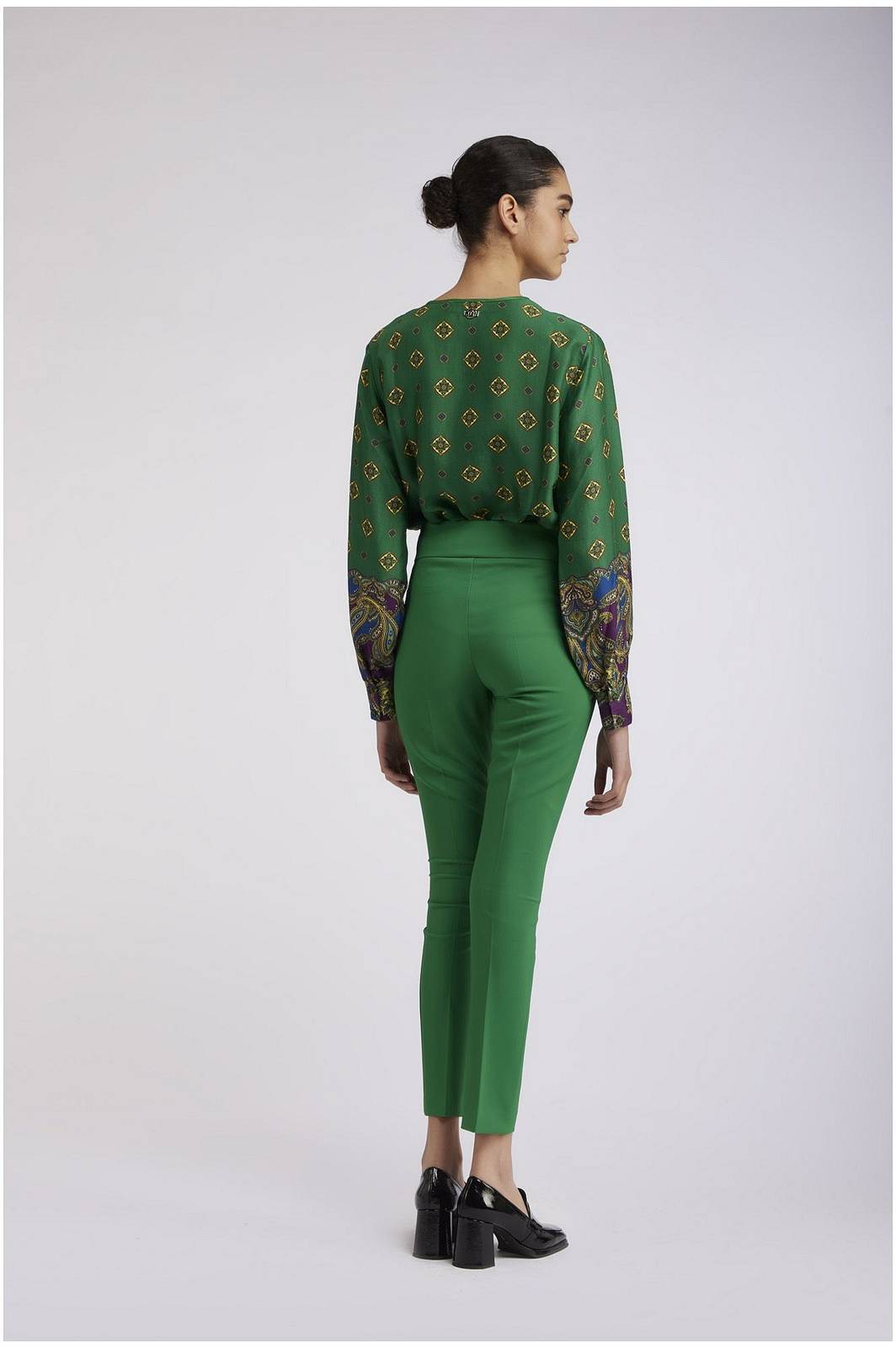 CAFE' NOIR Pantalone Bistretch con Piega Donna verde Foto 2