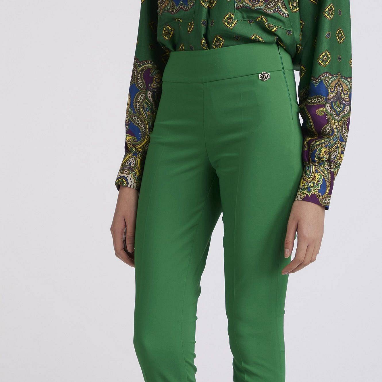 CAFE' NOIR Pantalone Bistretch con Piega Donna verde Foto 3