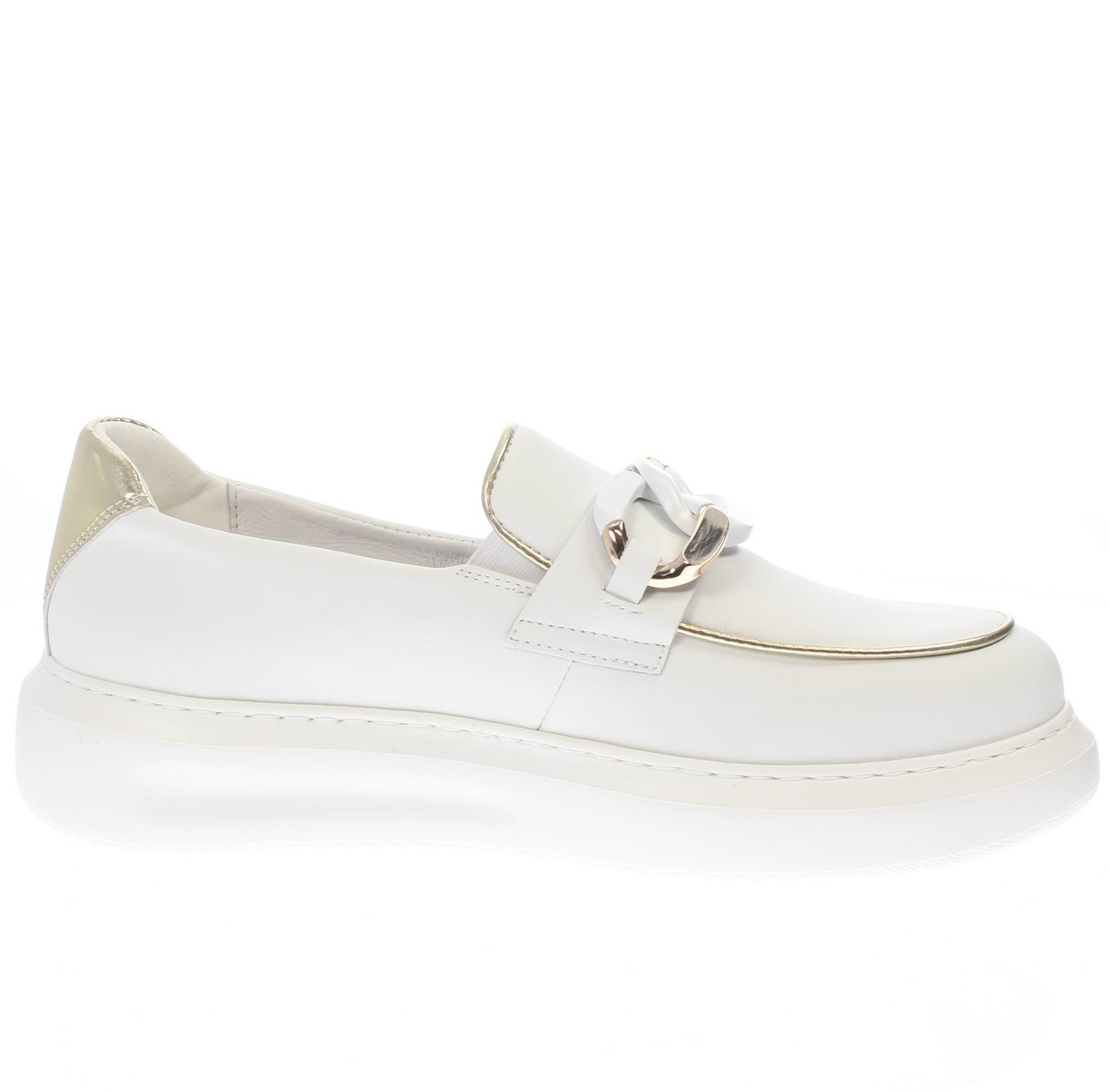Cafe' Noir Mocassini Platform In Pelle Bianco - Taglia 37 Scarpe Donna Mocassini - Foto 2 di 3